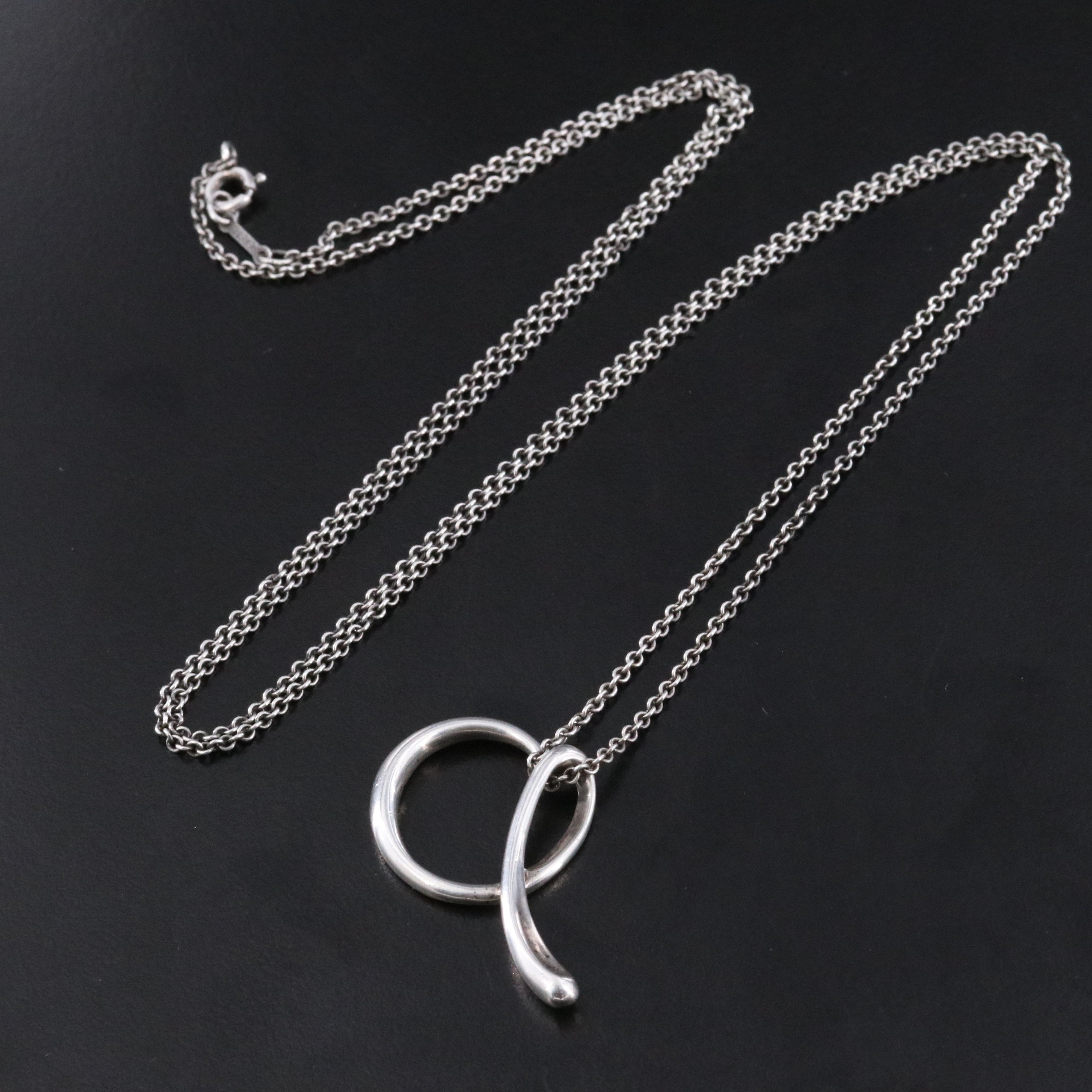 Elsa Peretti for Tiffany & Co. Sterling Alphabet "A" Pendant Necklace