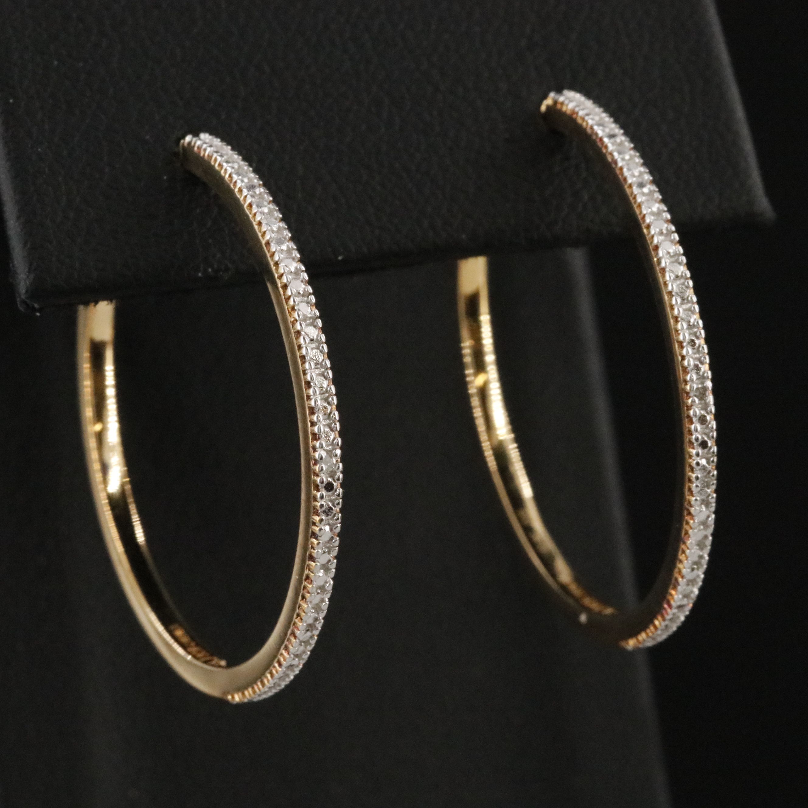 Sterling Diamond Accented Hoop Earrings