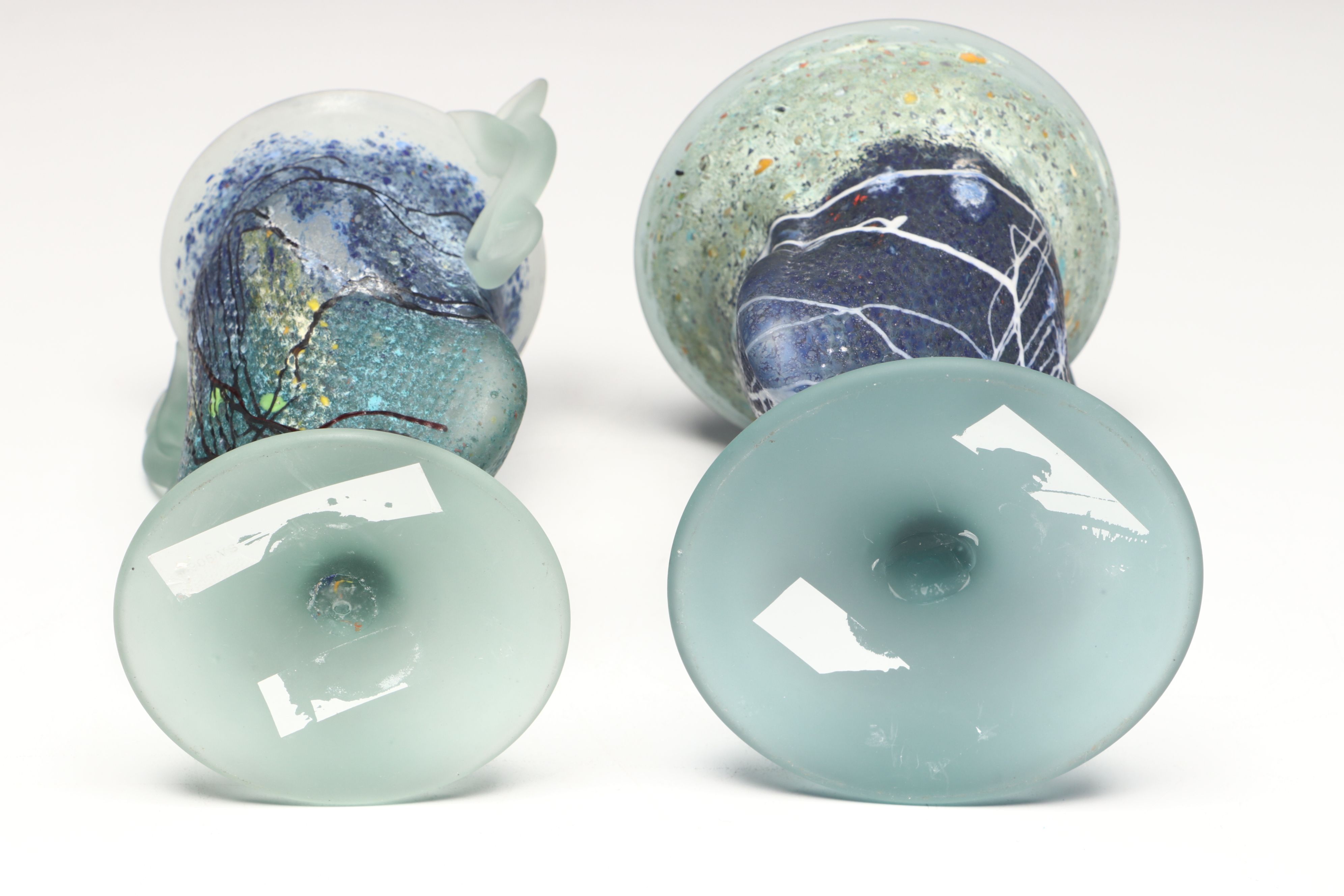 Romanian Valeriu Semenescu Pâte de Verre and Filip Ravert Art Glass Vessels