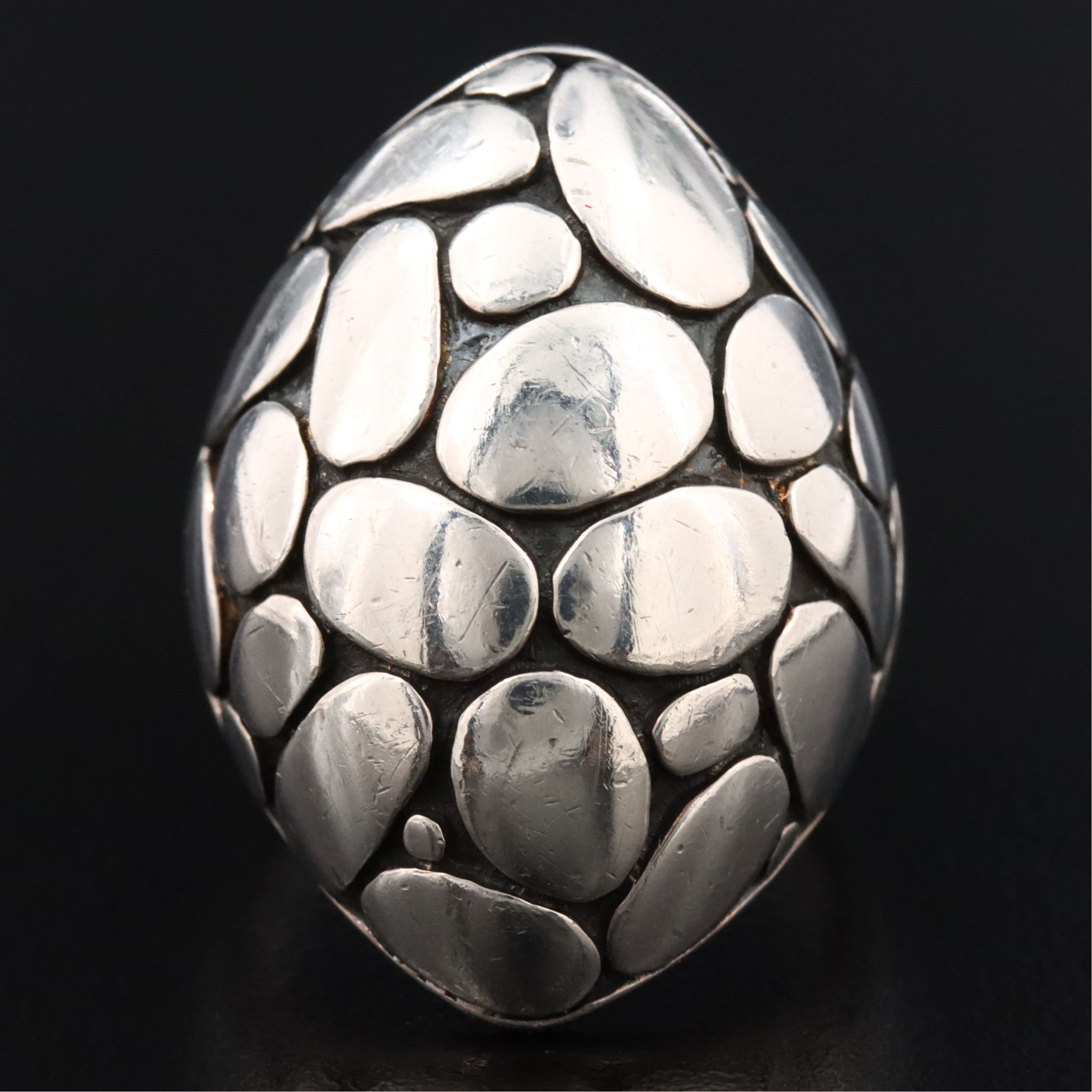 John Hardy Kali Pebble Sterling Navette Dome Ring