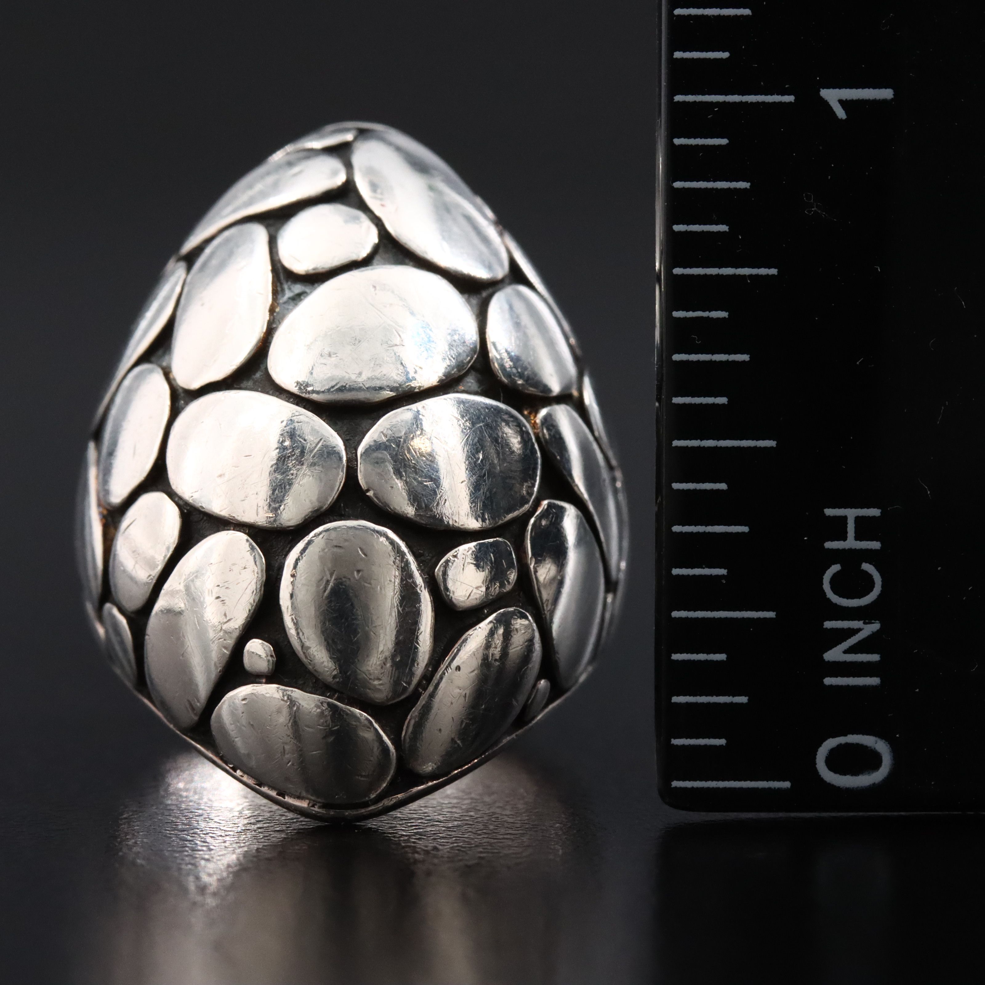 John Hardy Kali Pebble Sterling Navette Dome Ring