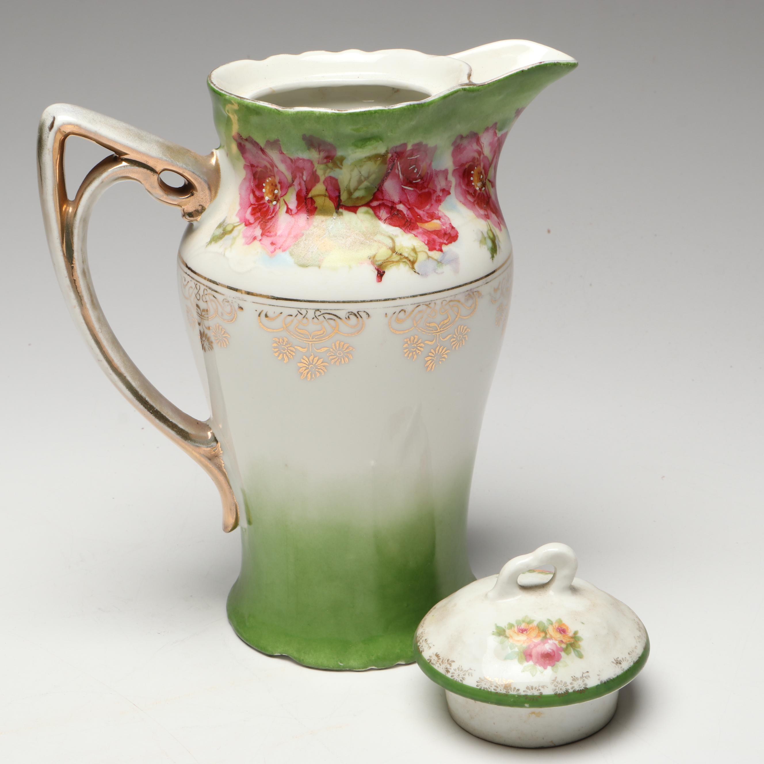 Noritake Floral Moriage Bone China Vase with Other Floral Porcelain Teapots