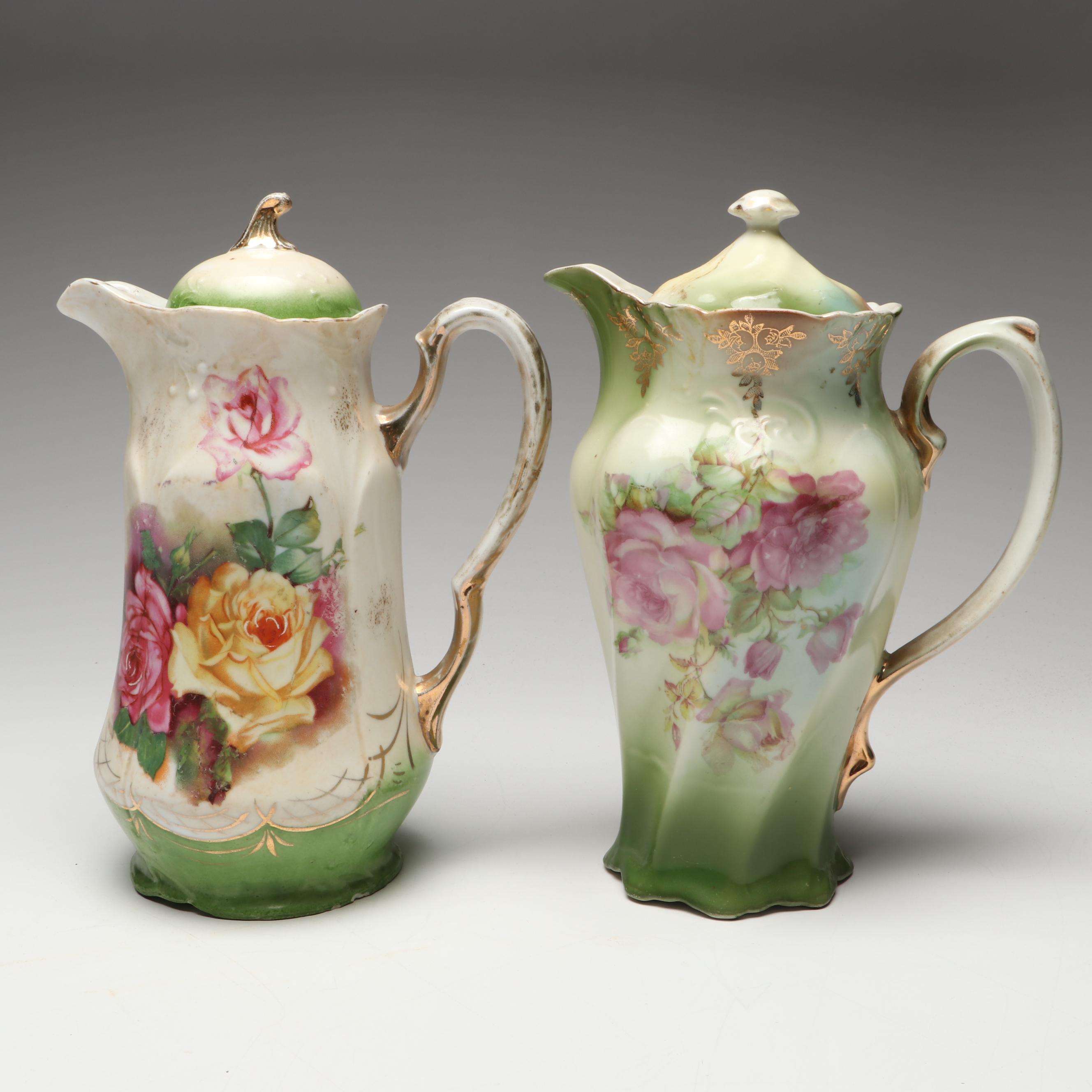 Noritake Floral Moriage Bone China Vase with Other Floral Porcelain Teapots