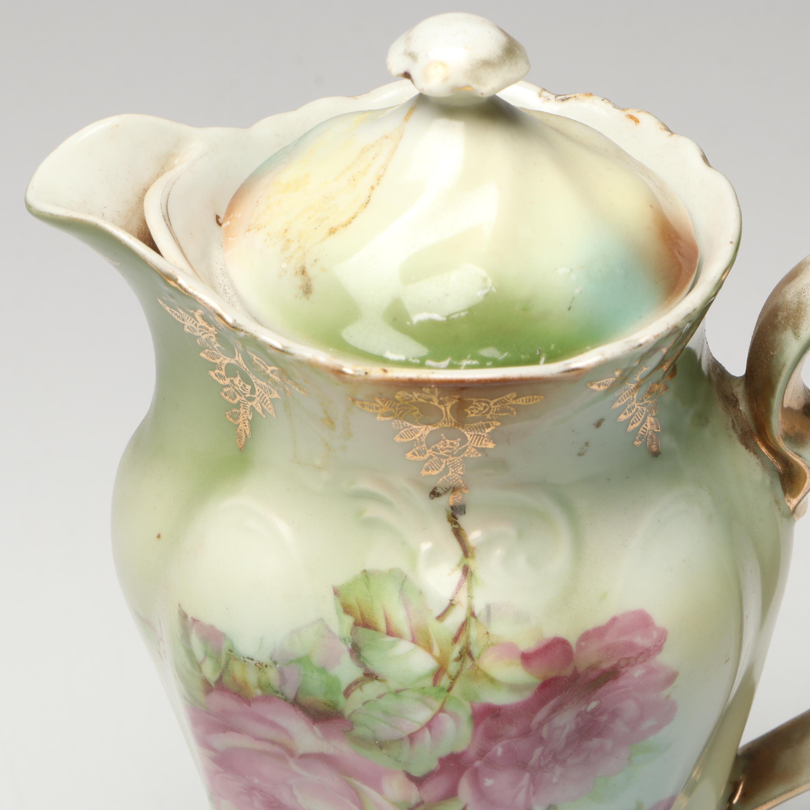 Noritake Floral Moriage Bone China Vase with Other Floral Porcelain Teapots