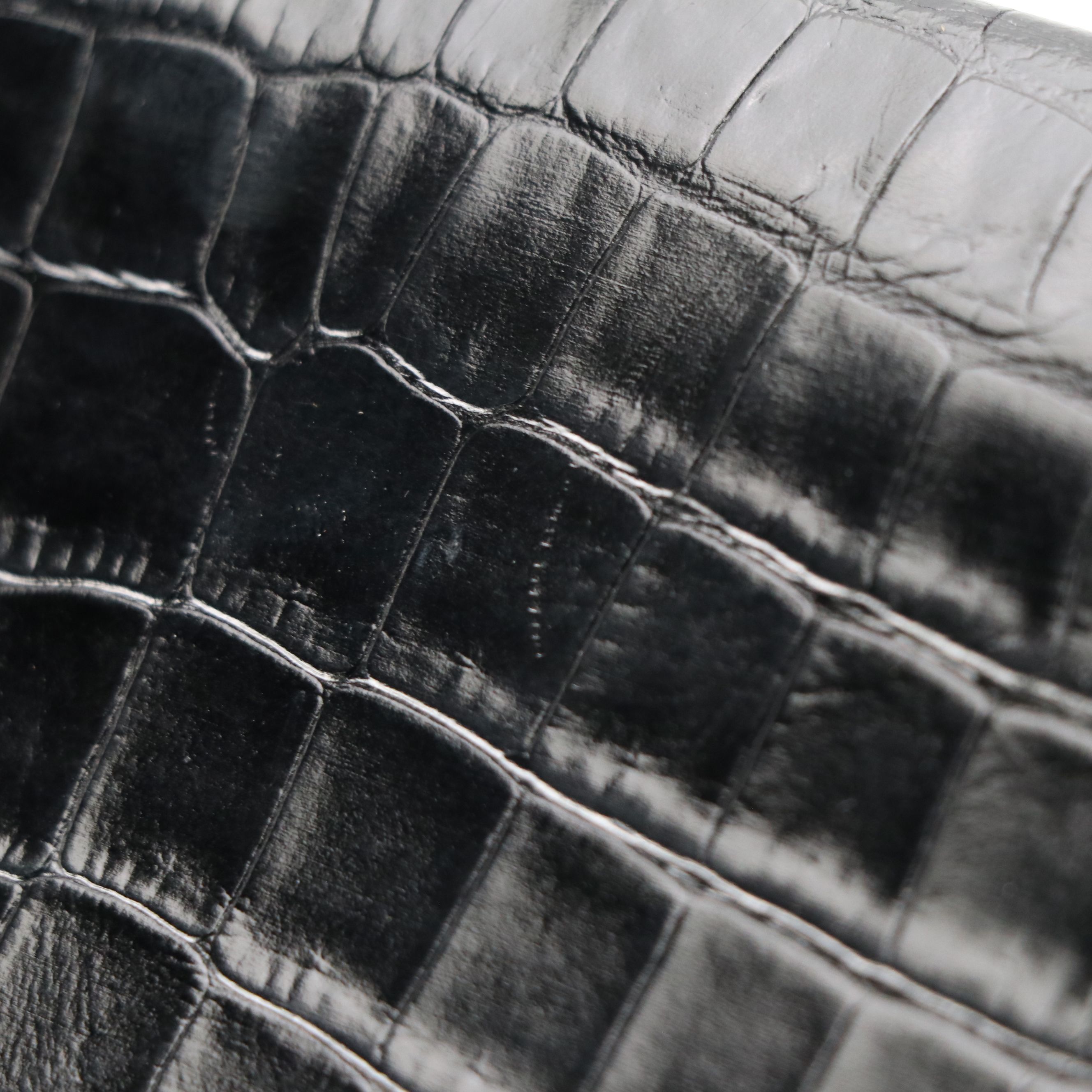 Salvatore Ferragamo Vara Flap Handbag in Black Crocodile Embossed Leather