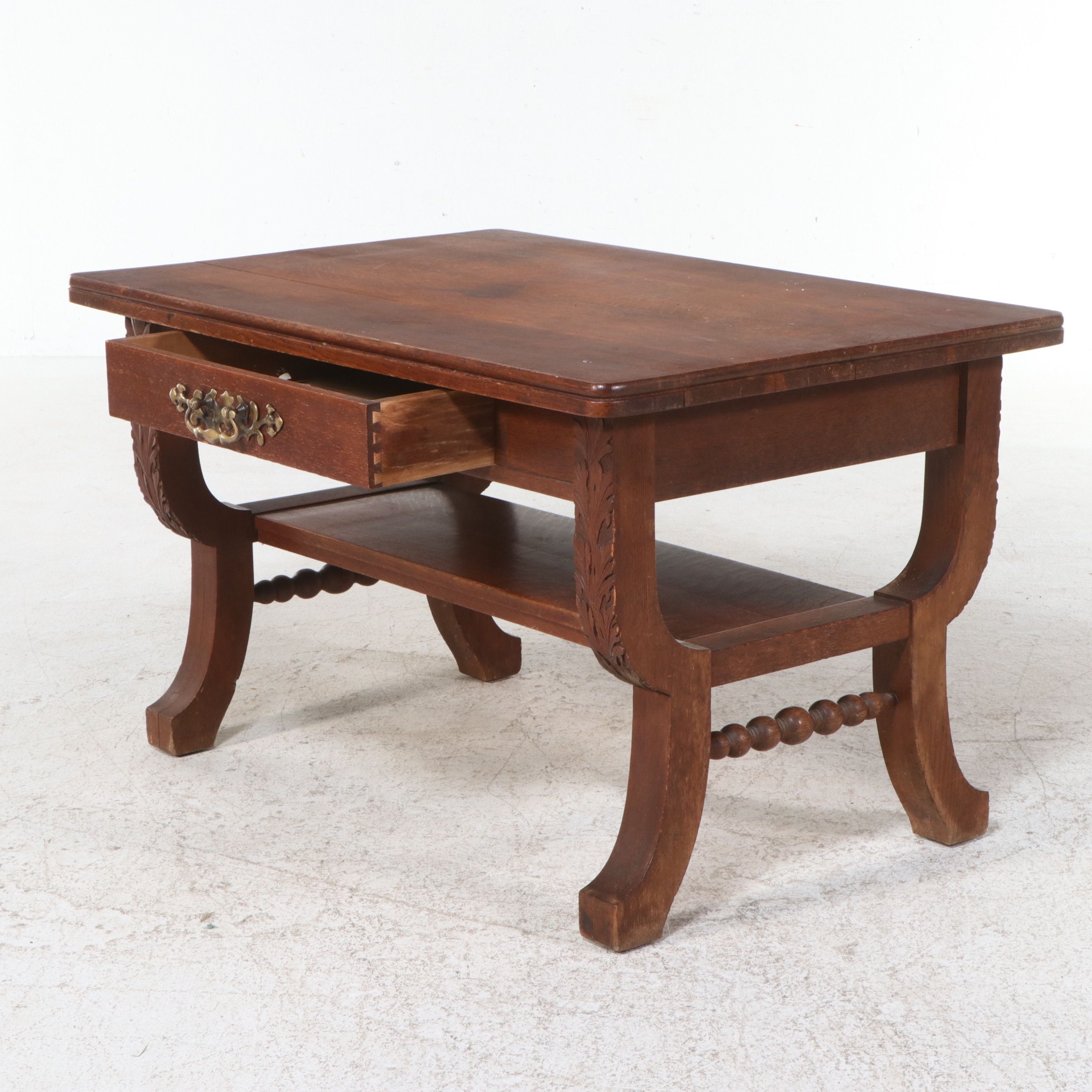 American Renaissance Revival Oak Library Table, Late 19th/Early 20th Century