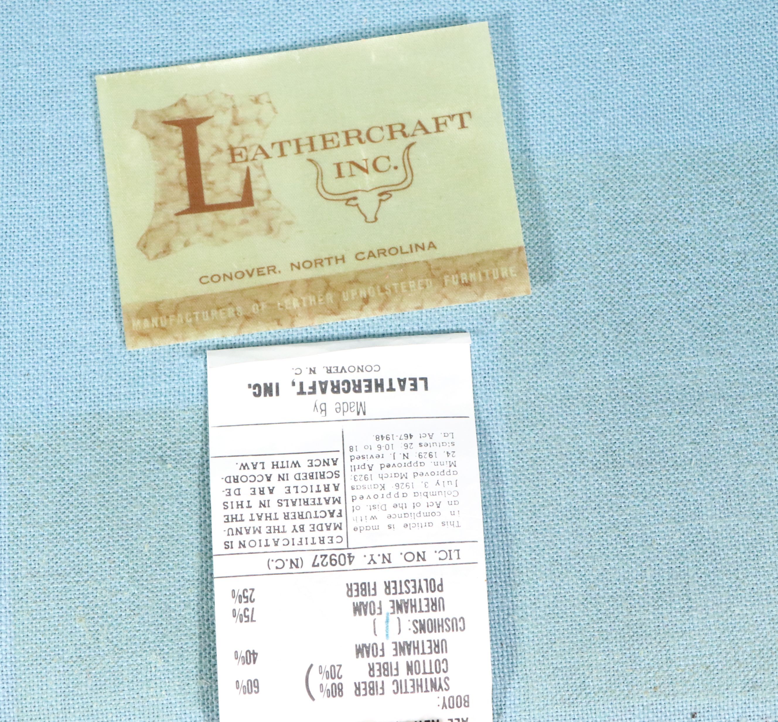 Leathercraft Inc. Chippendale Style Navy Leather Wingback Chair