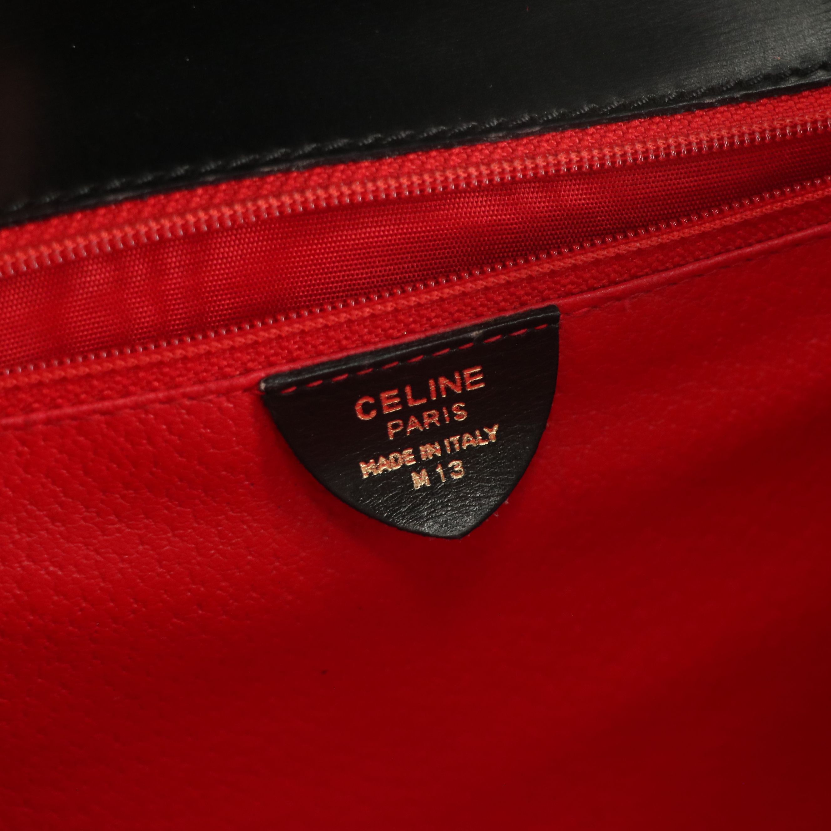 Celine Front-Flap Crossbody Bag in Red Suede and Black Calfskin Leather Trim