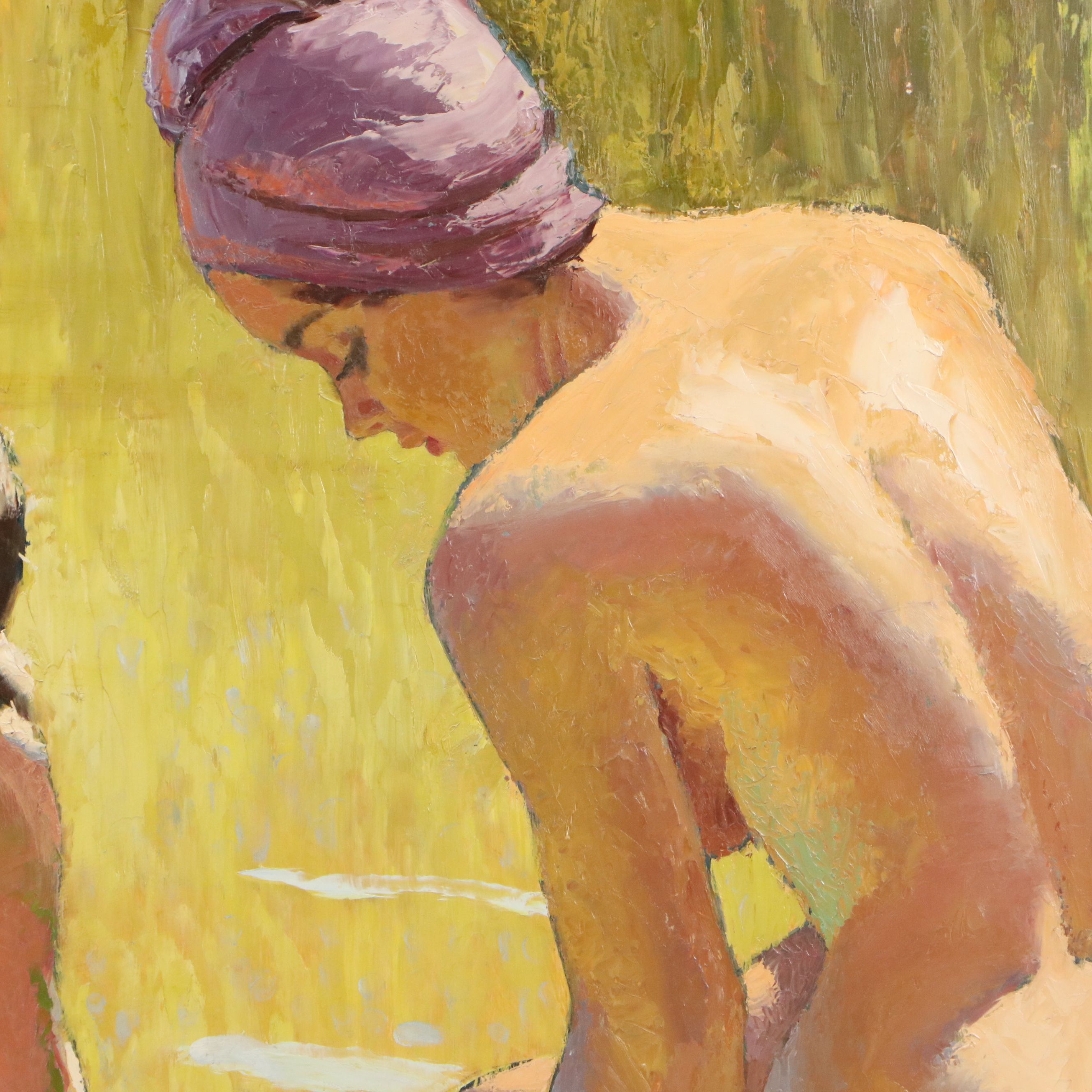 Alan Durman Impressionistic Oil Painting of Bathing Women, 20th Century