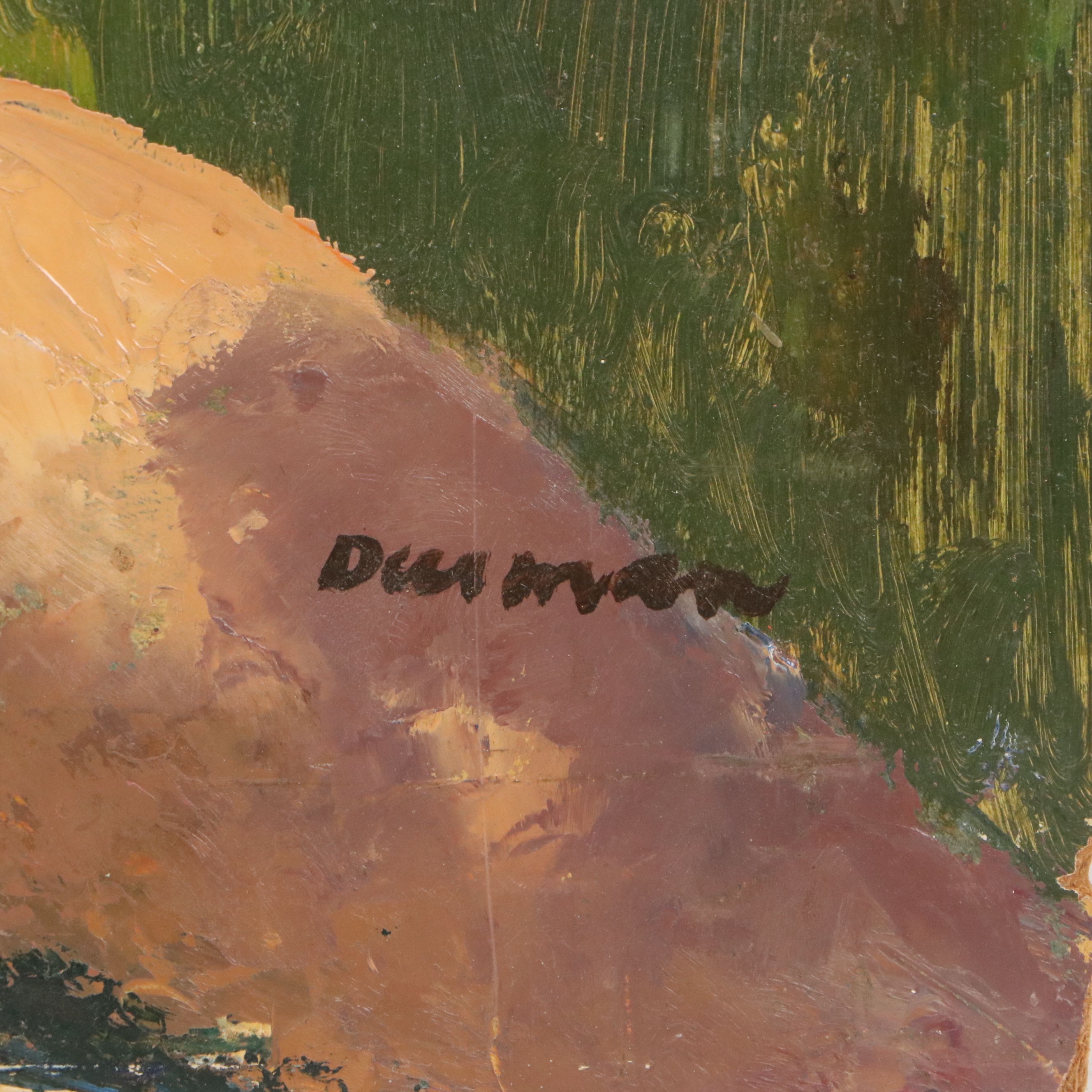 Alan Durman Impressionistic Oil Painting of Bathing Women, 20th Century