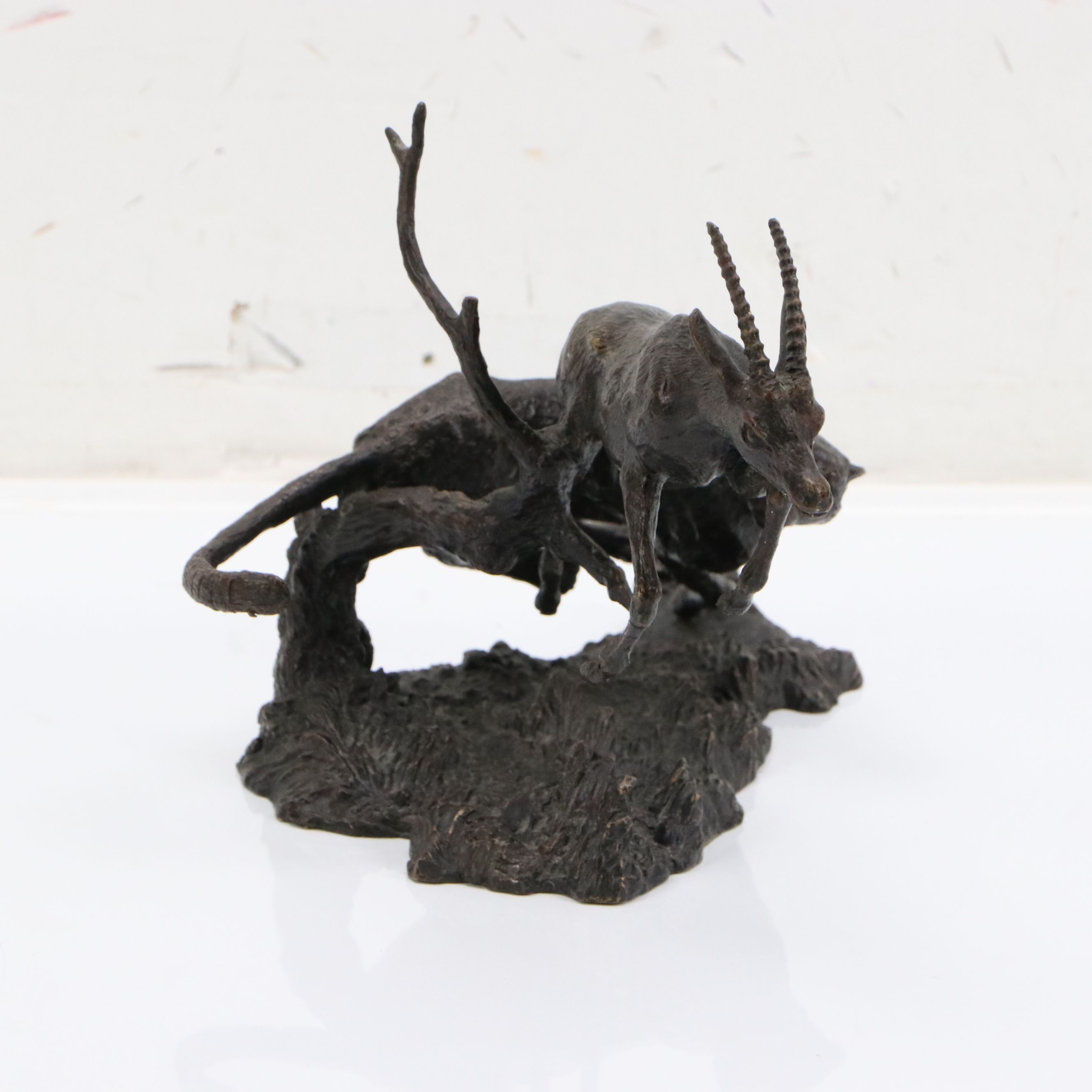 Gorham Founders Patinated Cast Bronze Sculpture "Cheetah & Gazelle," 1994