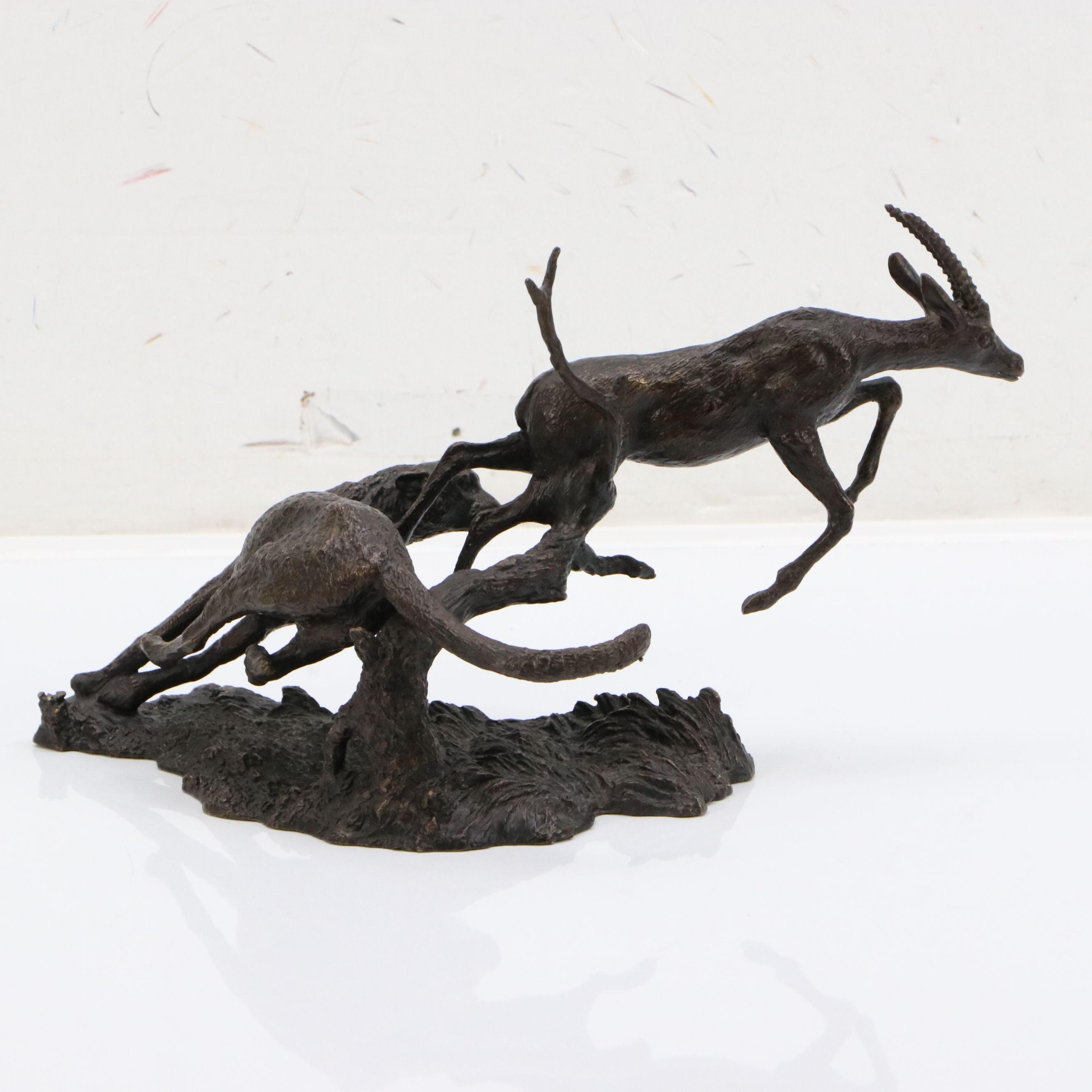 Gorham Founders Patinated Cast Bronze Sculpture "Cheetah & Gazelle," 1994