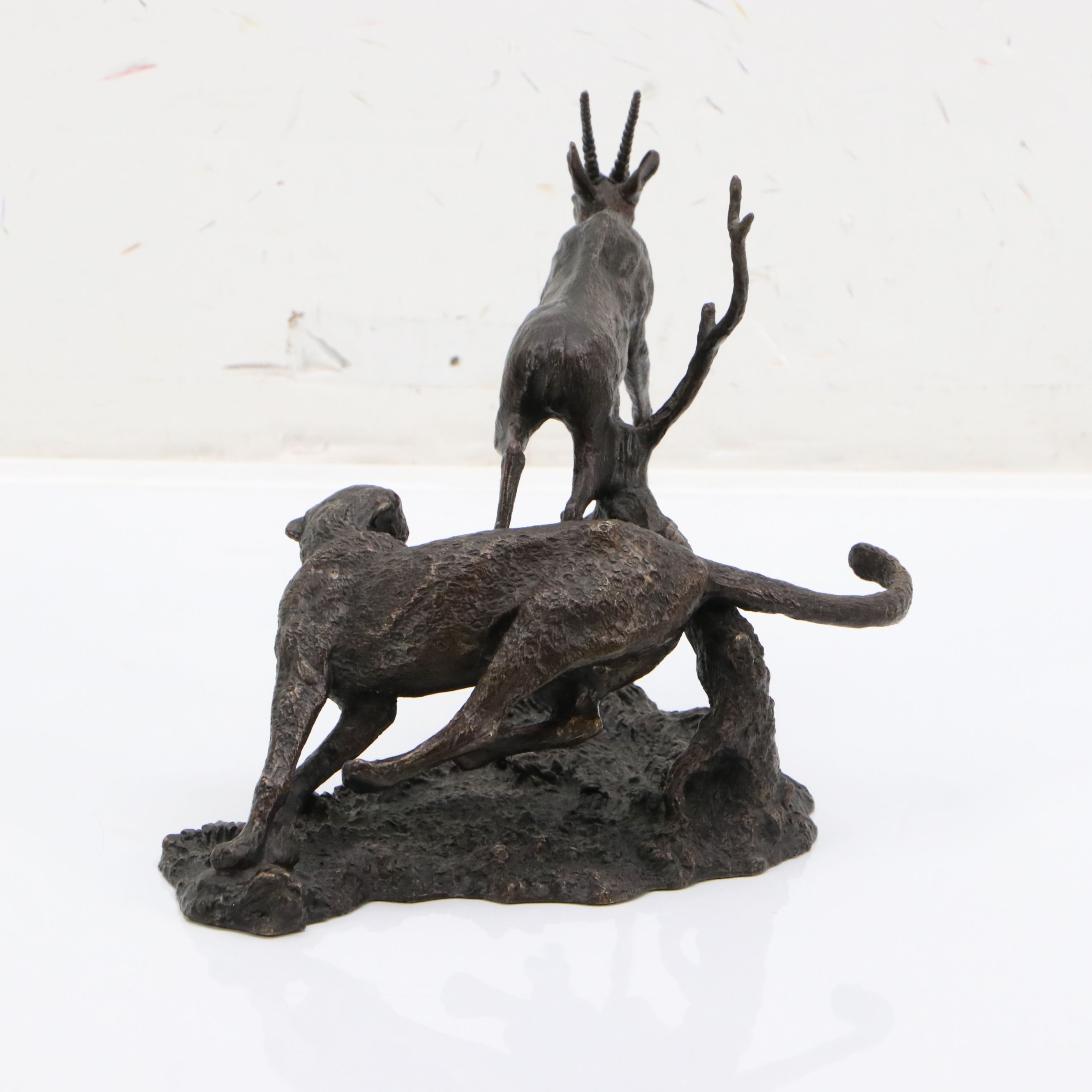 Gorham Founders Patinated Cast Bronze Sculpture "Cheetah & Gazelle," 1994