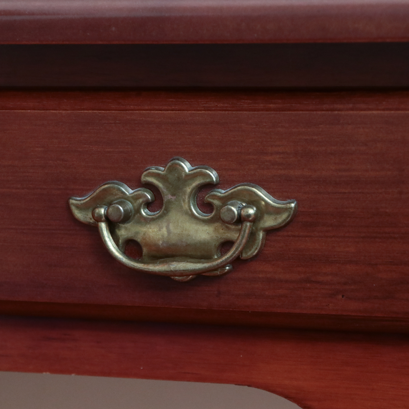 Queen Anne Style Cherry Two-Drawer Console Table, Late 20th Century