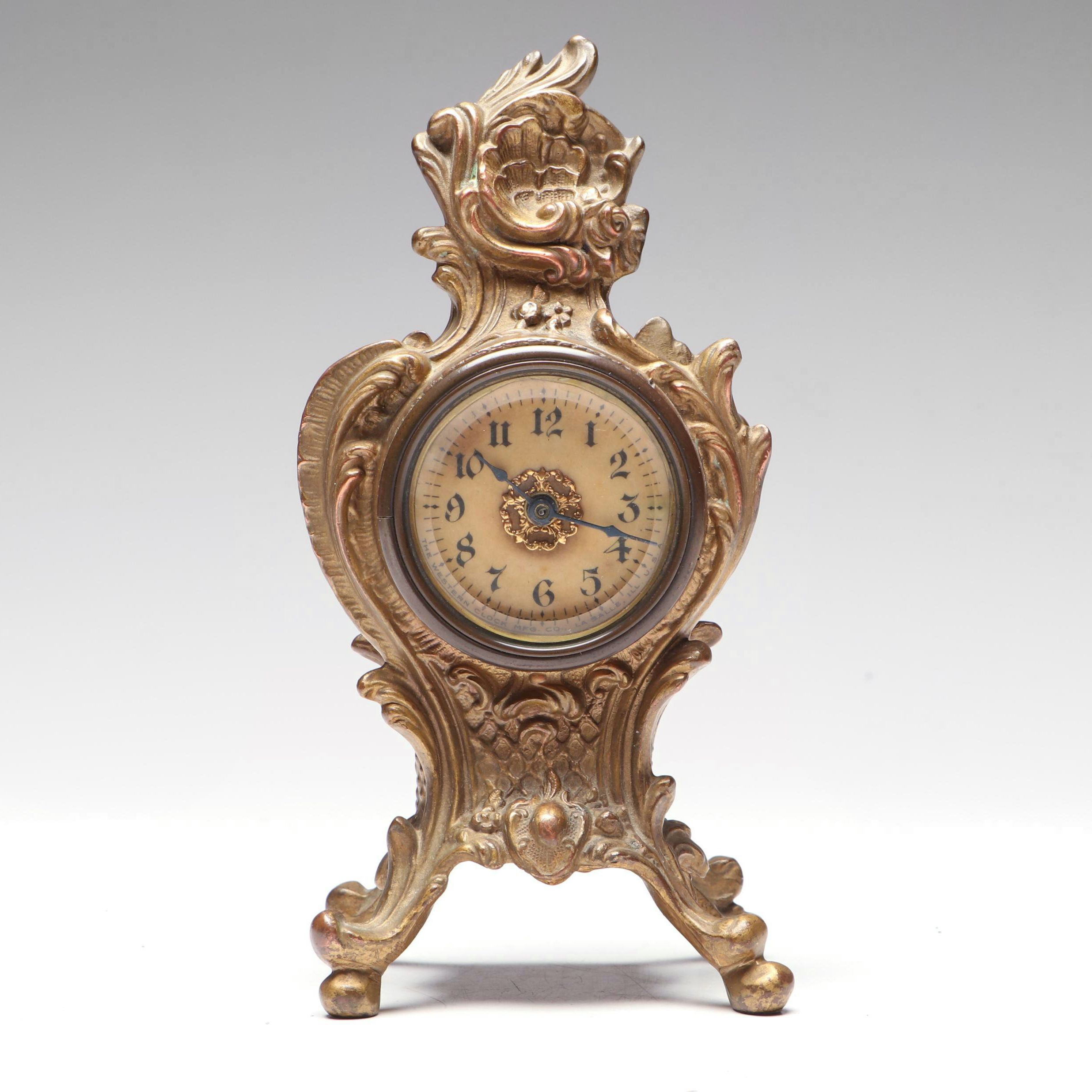 Art Nouveau Style Gilt Finished Mantel Clock, Early 20th Century