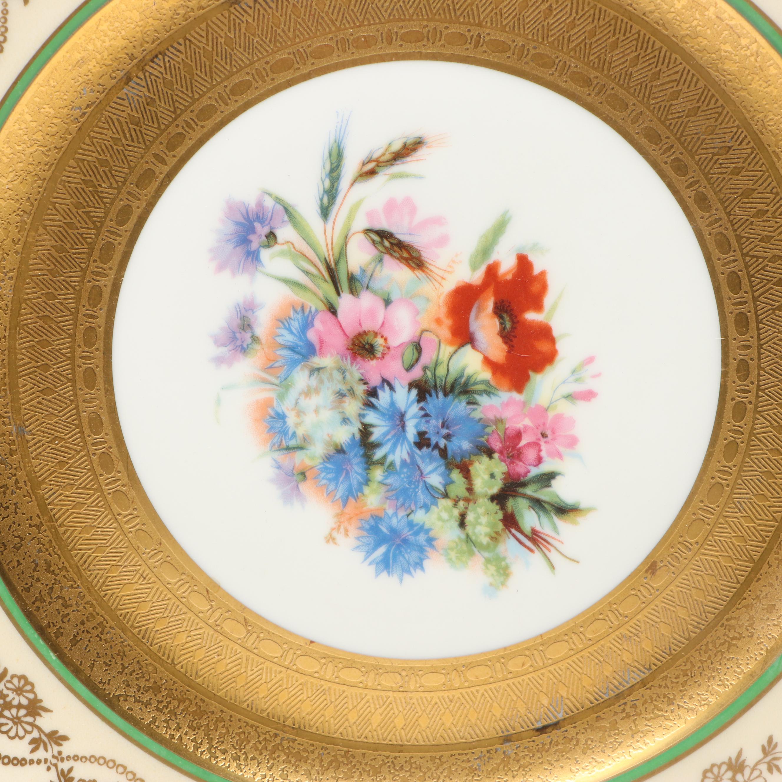 Royal Bavarian Gold Gilt Floral Porcelain Dinner Plates
