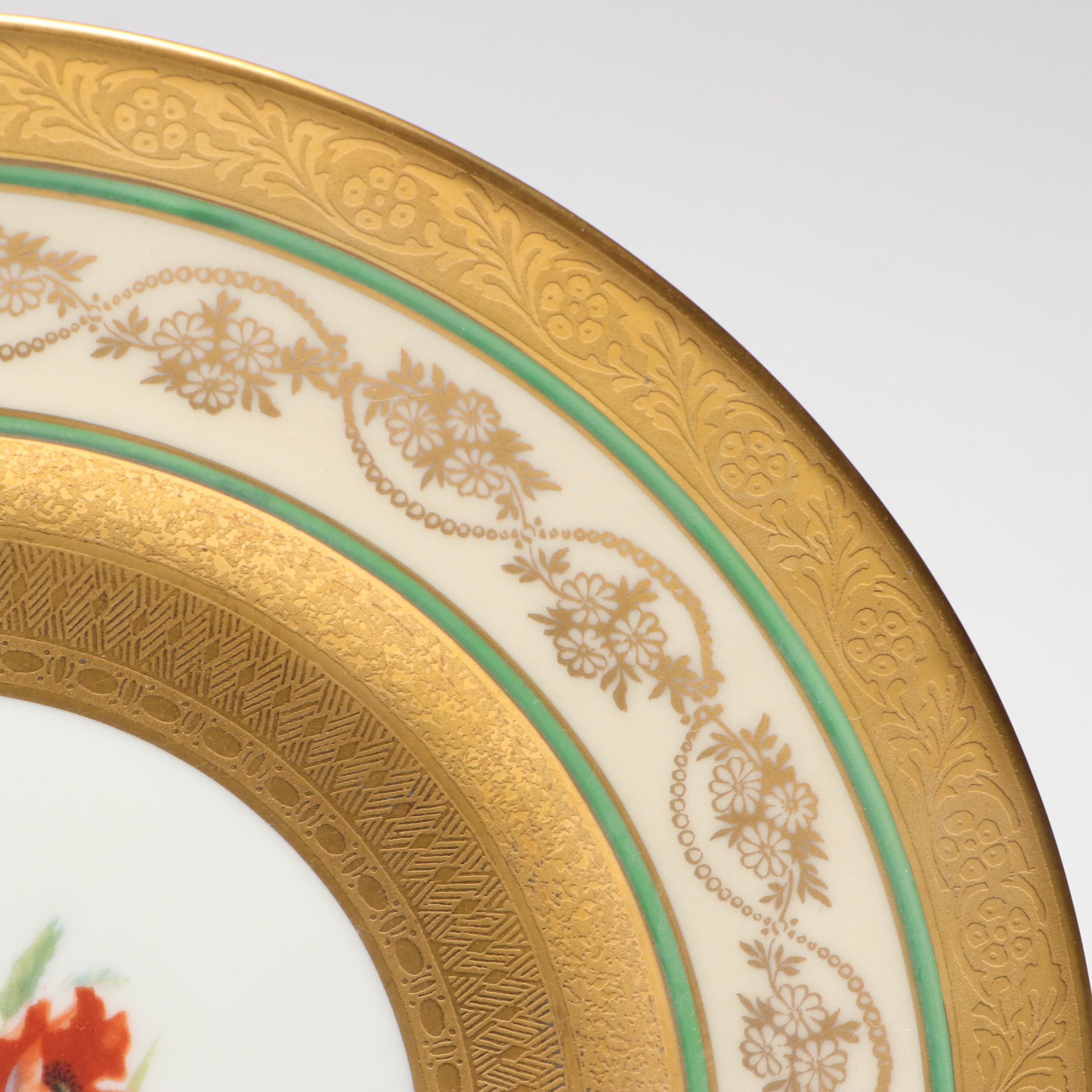Royal Bavarian Gold Gilt Floral Porcelain Dinner Plates