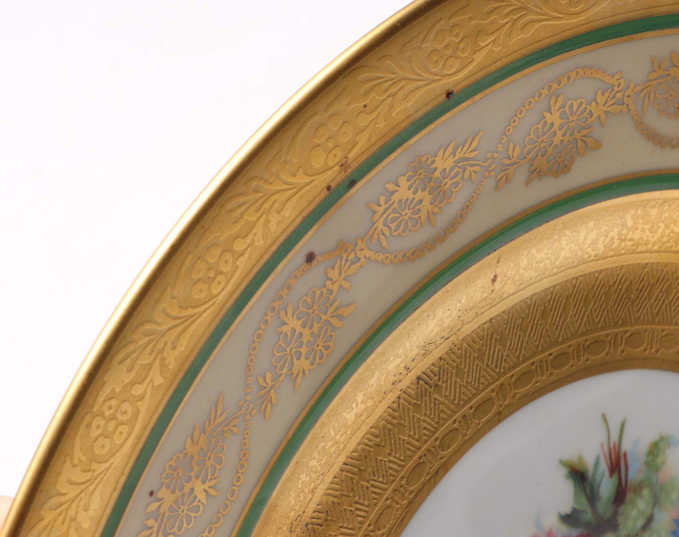 Royal Bavarian Gold Gilt Floral Porcelain Dinner Plates