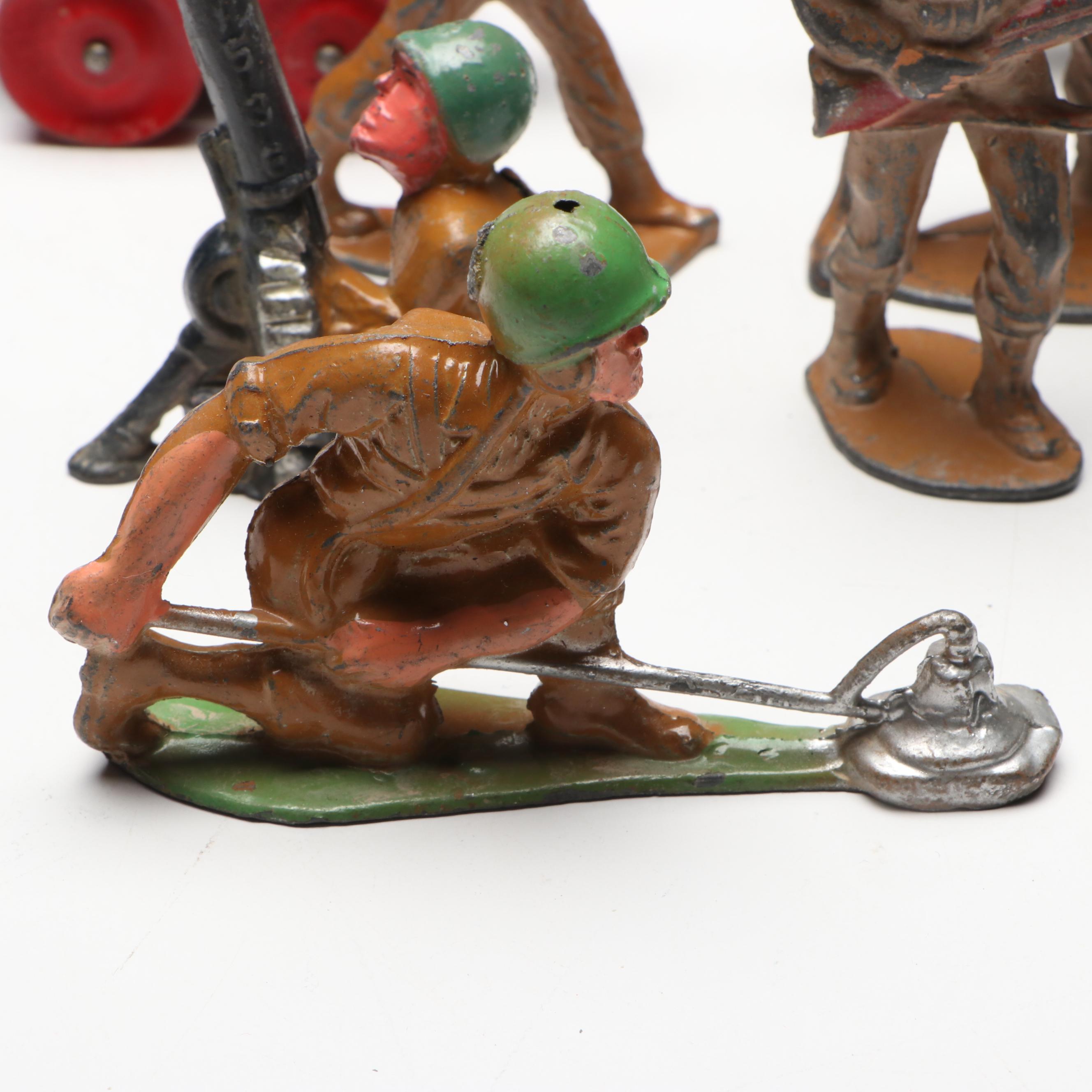 Barclay and Other Cast Metal Soldier Toys with Artillery, 20th Century