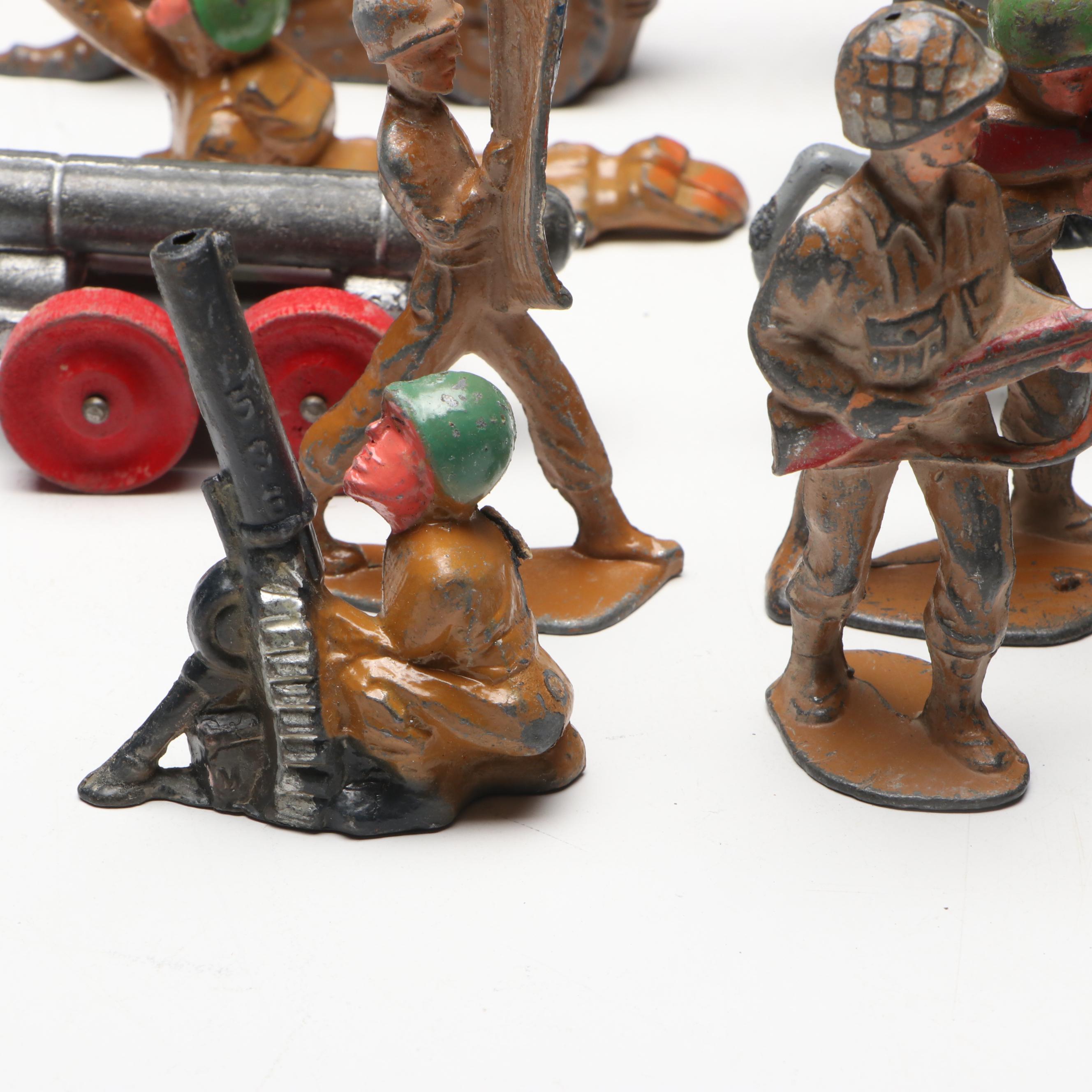 Barclay and Other Cast Metal Soldier Toys with Artillery, 20th Century