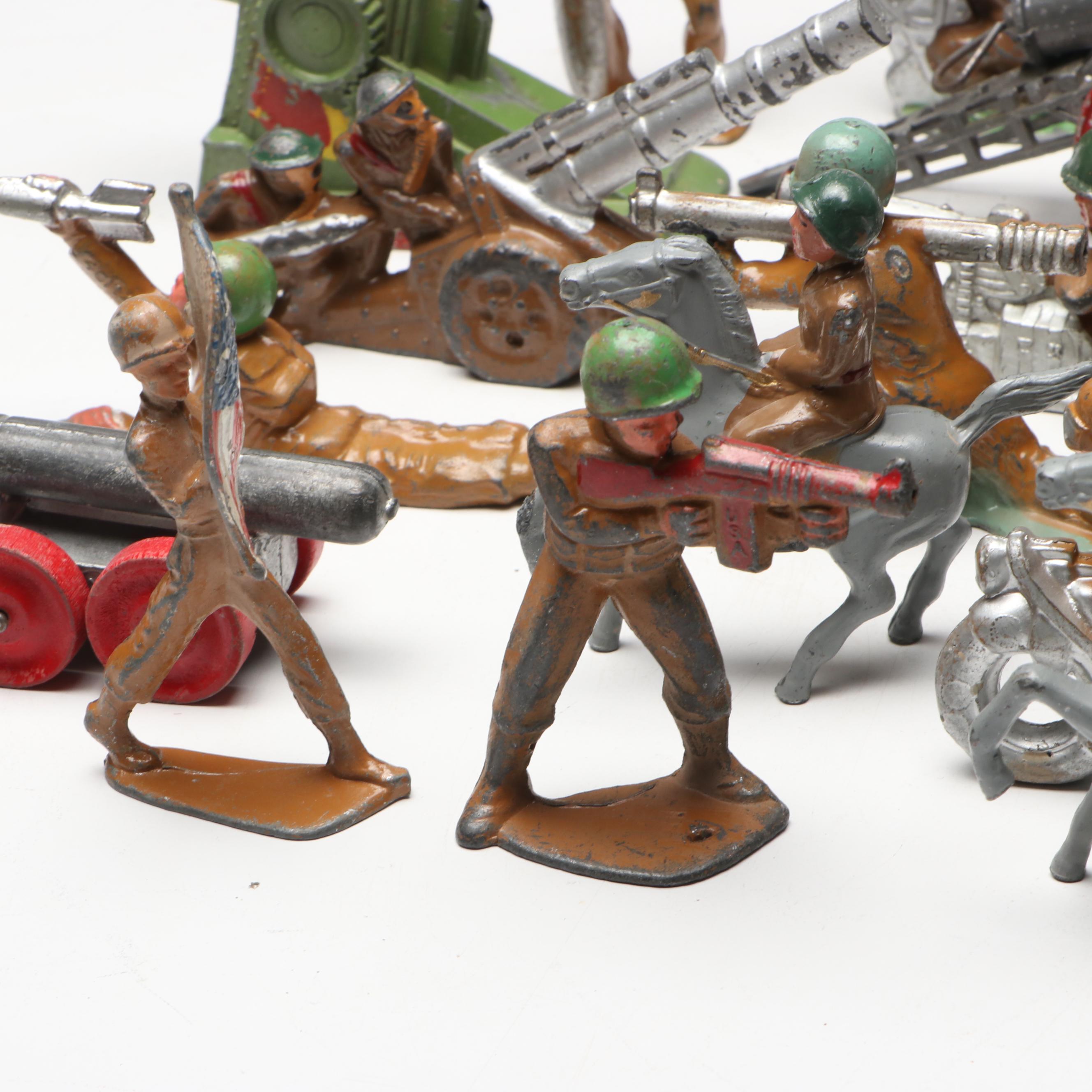 Barclay and Other Cast Metal Soldier Toys with Artillery, 20th Century