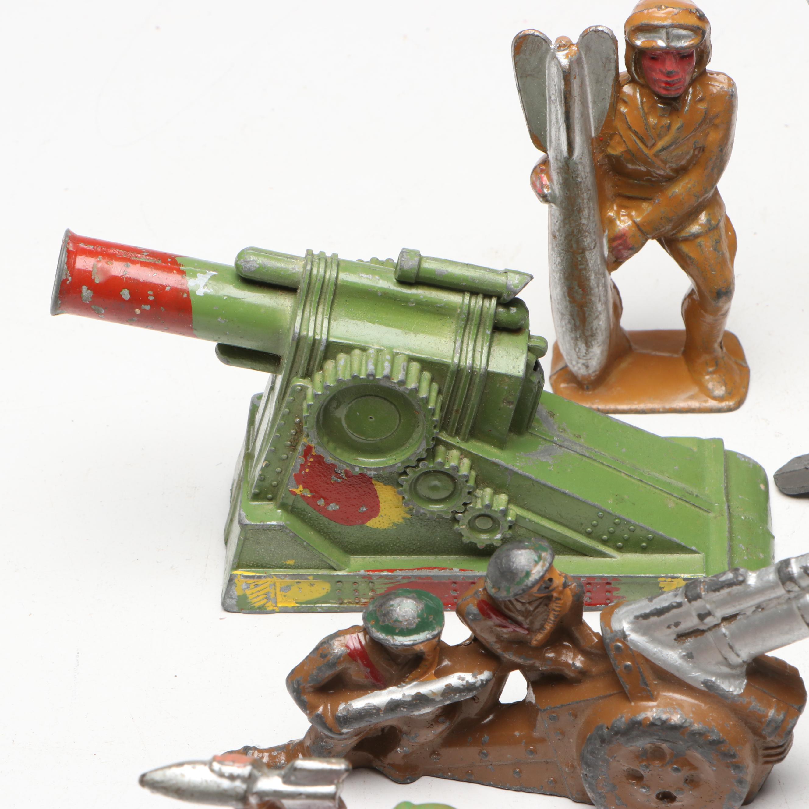 Barclay and Other Cast Metal Soldier Toys with Artillery, 20th Century