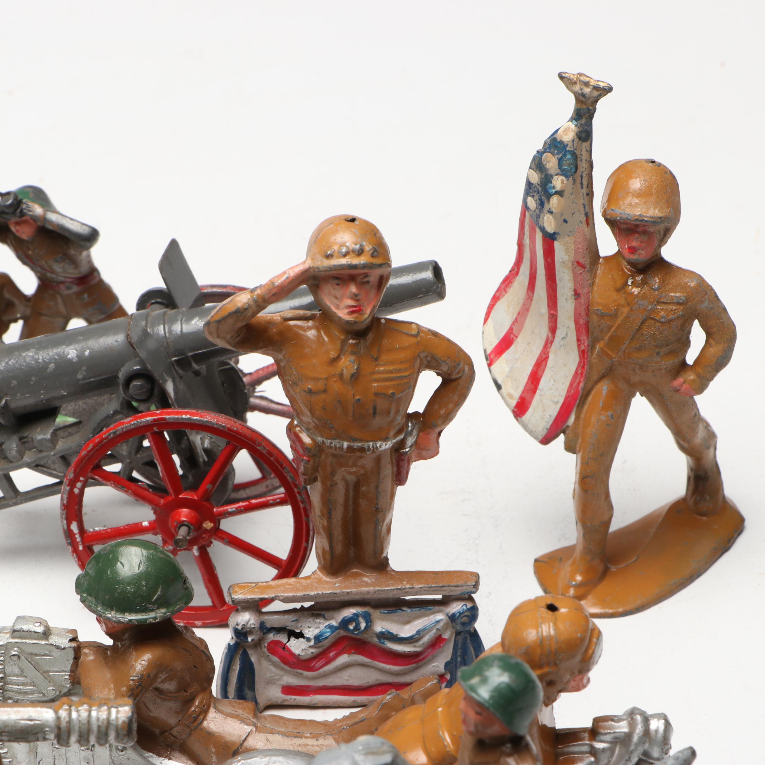 Barclay and Other Cast Metal Soldier Toys with Artillery, 20th Century