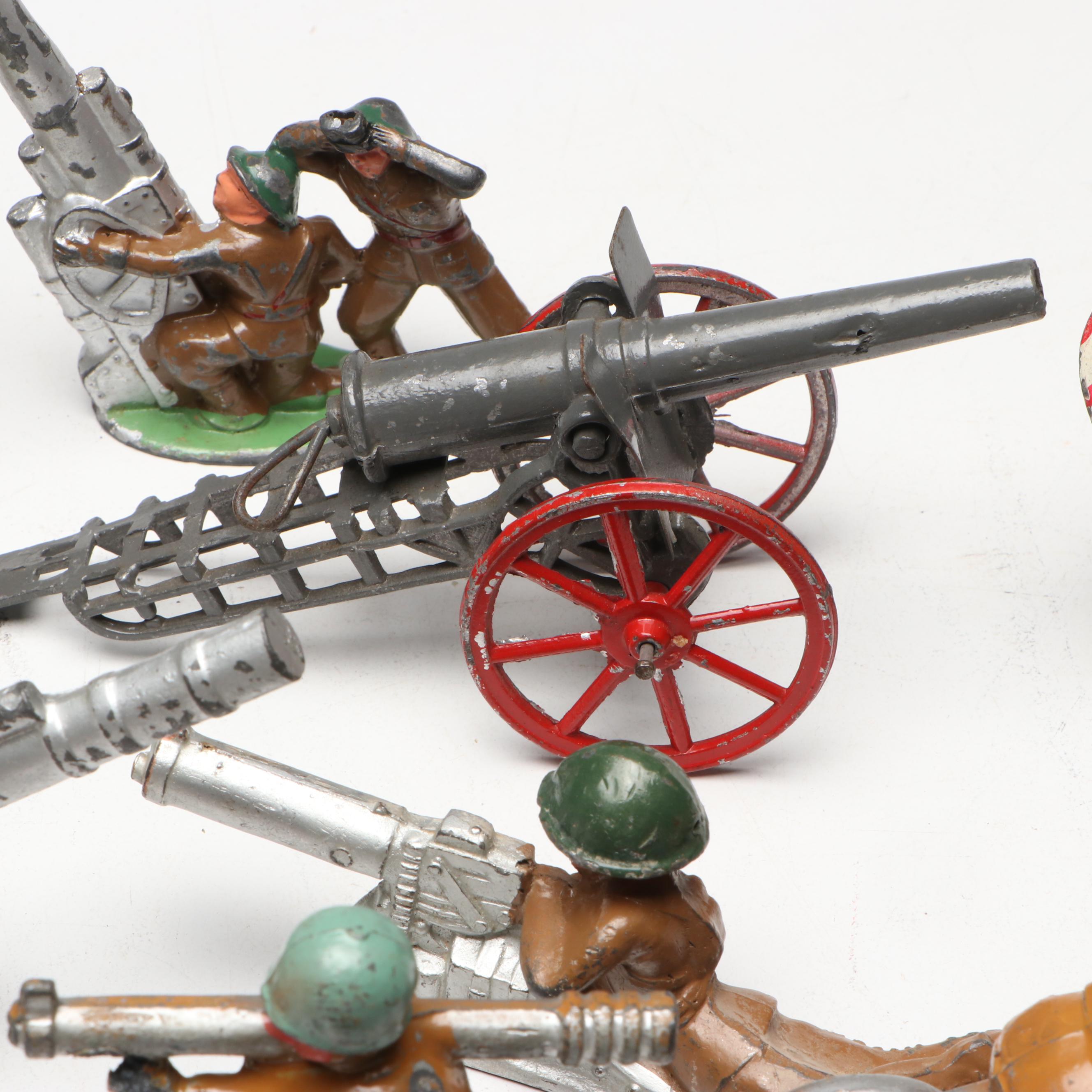 Barclay and Other Cast Metal Soldier Toys with Artillery, 20th Century