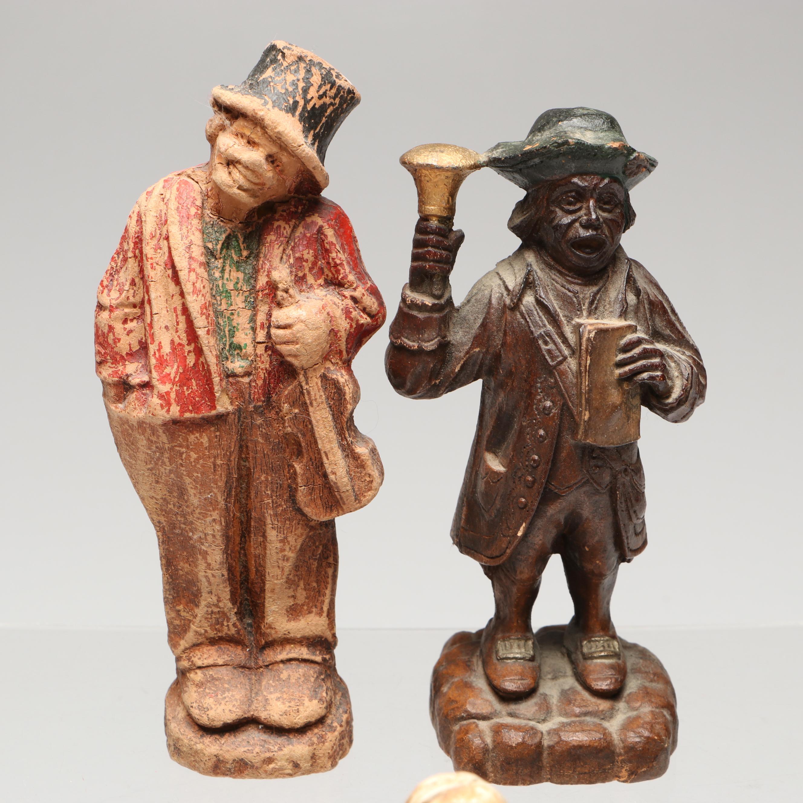 Syroco with Other Hand-Carved and Molded Polychrome Wooden Figurines