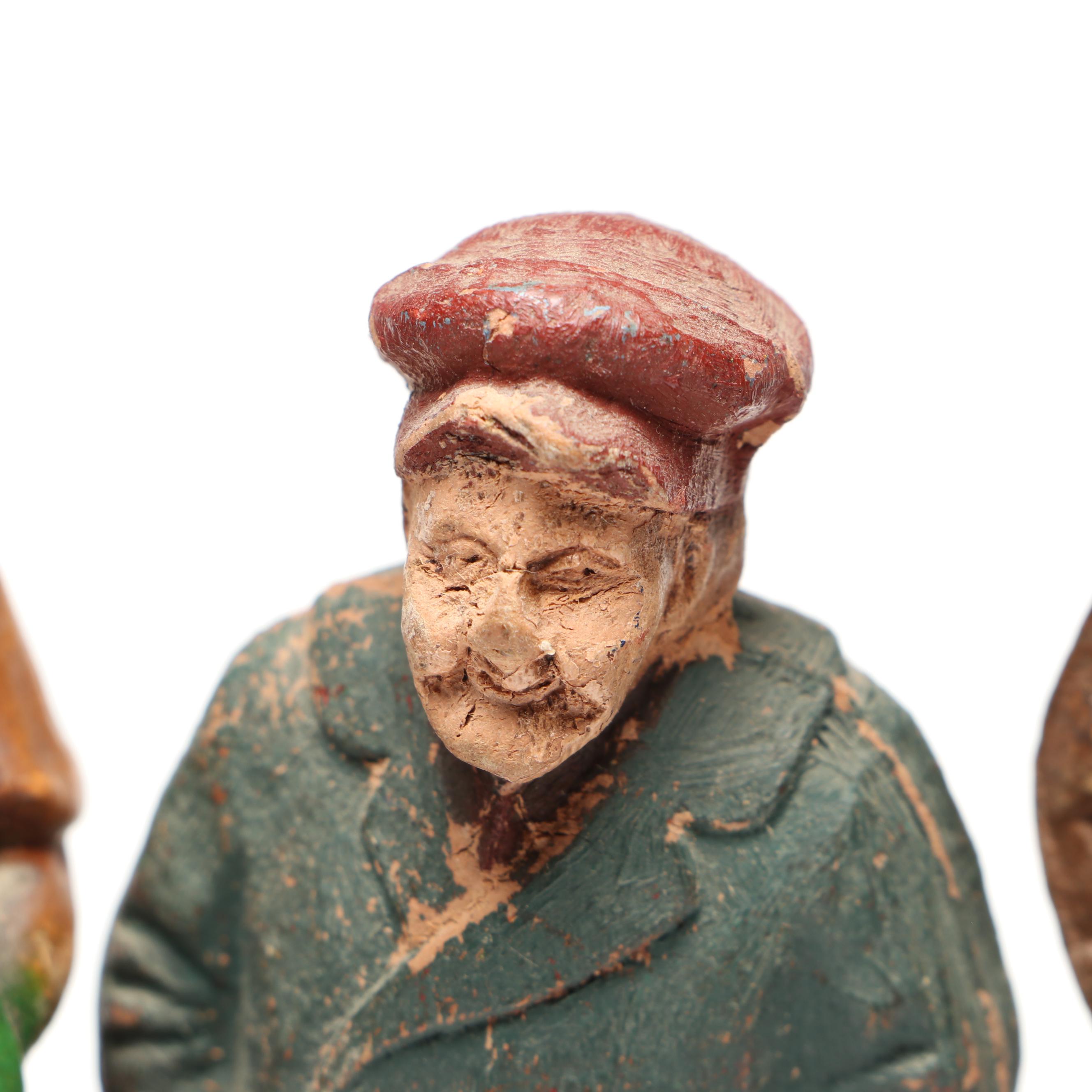 Syroco with Other Hand-Carved and Molded Polychrome Wooden Figurines