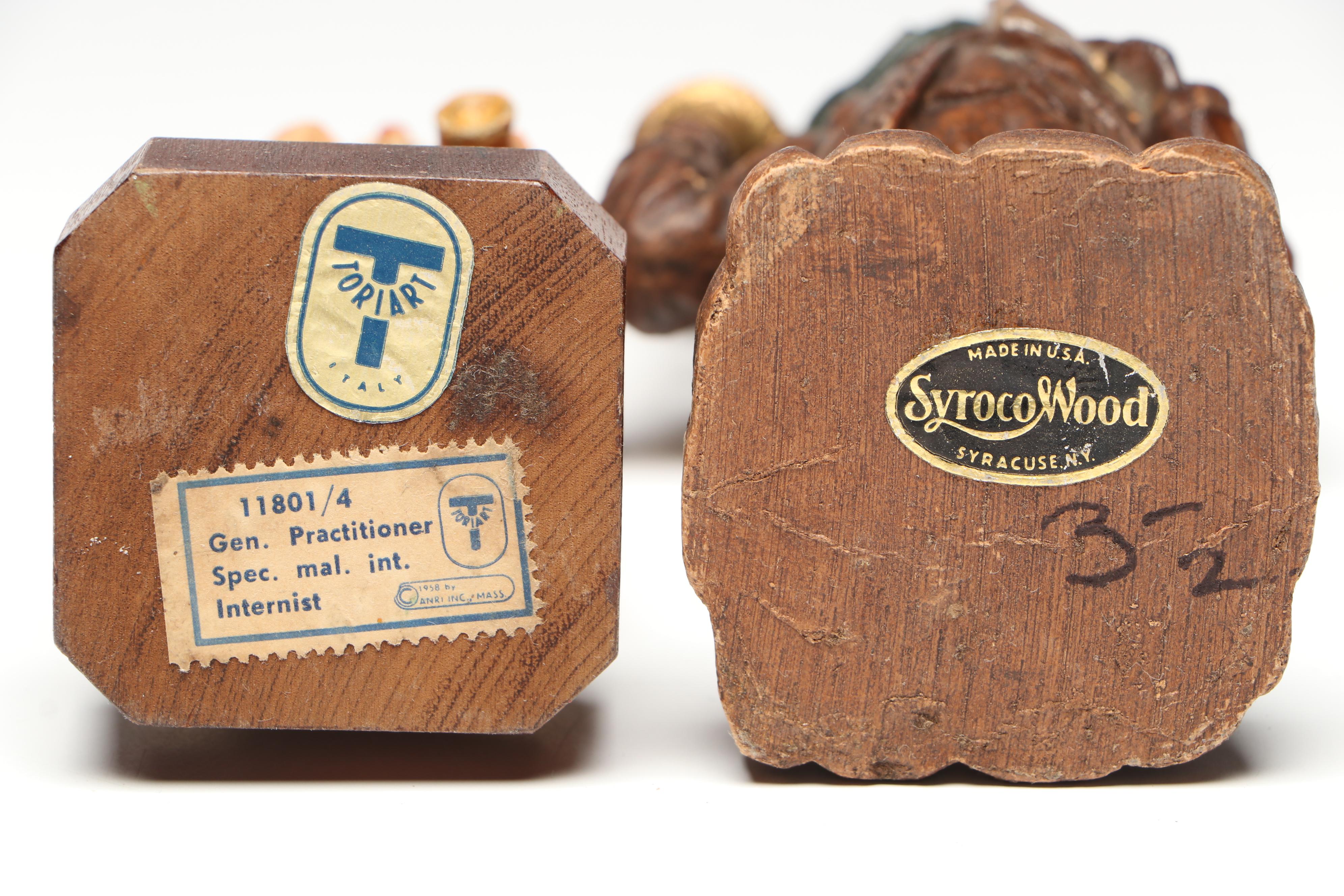 Syroco with Other Hand-Carved and Molded Polychrome Wooden Figurines