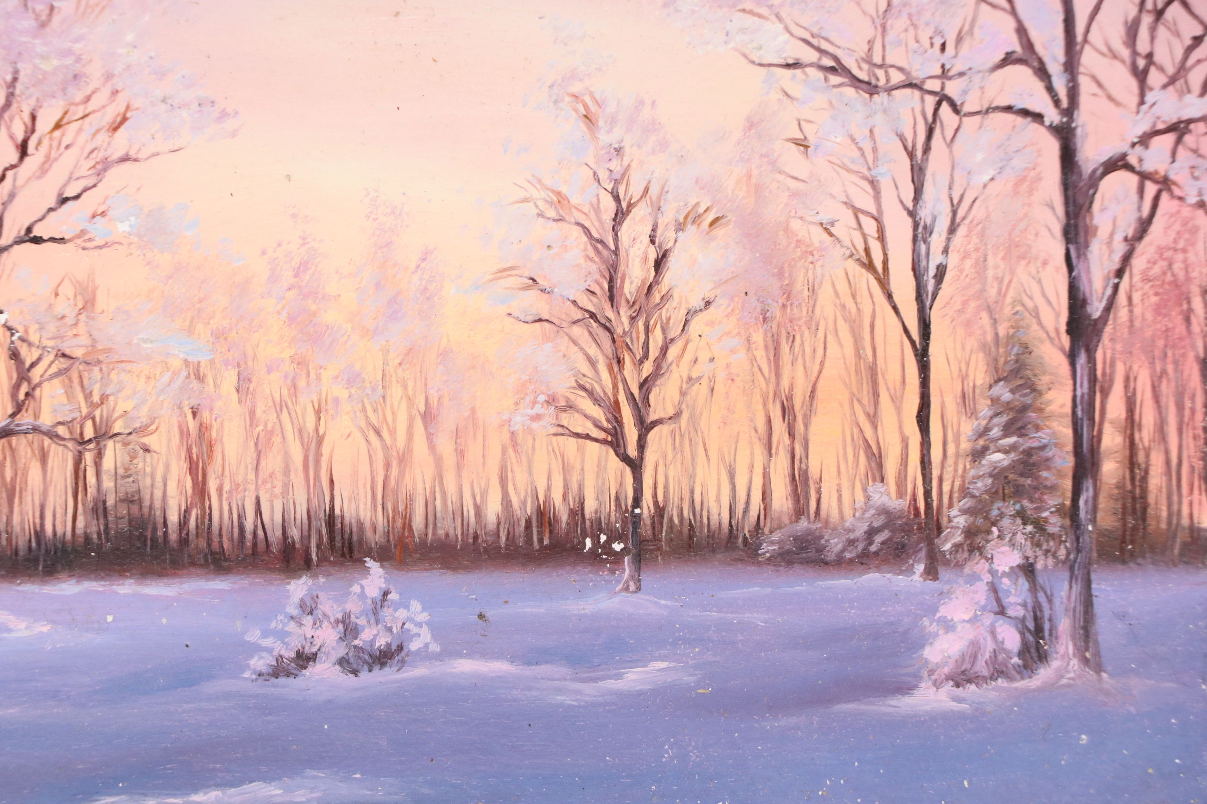 V. Aksamentova Landscape Oil Painting "Winter Evening"