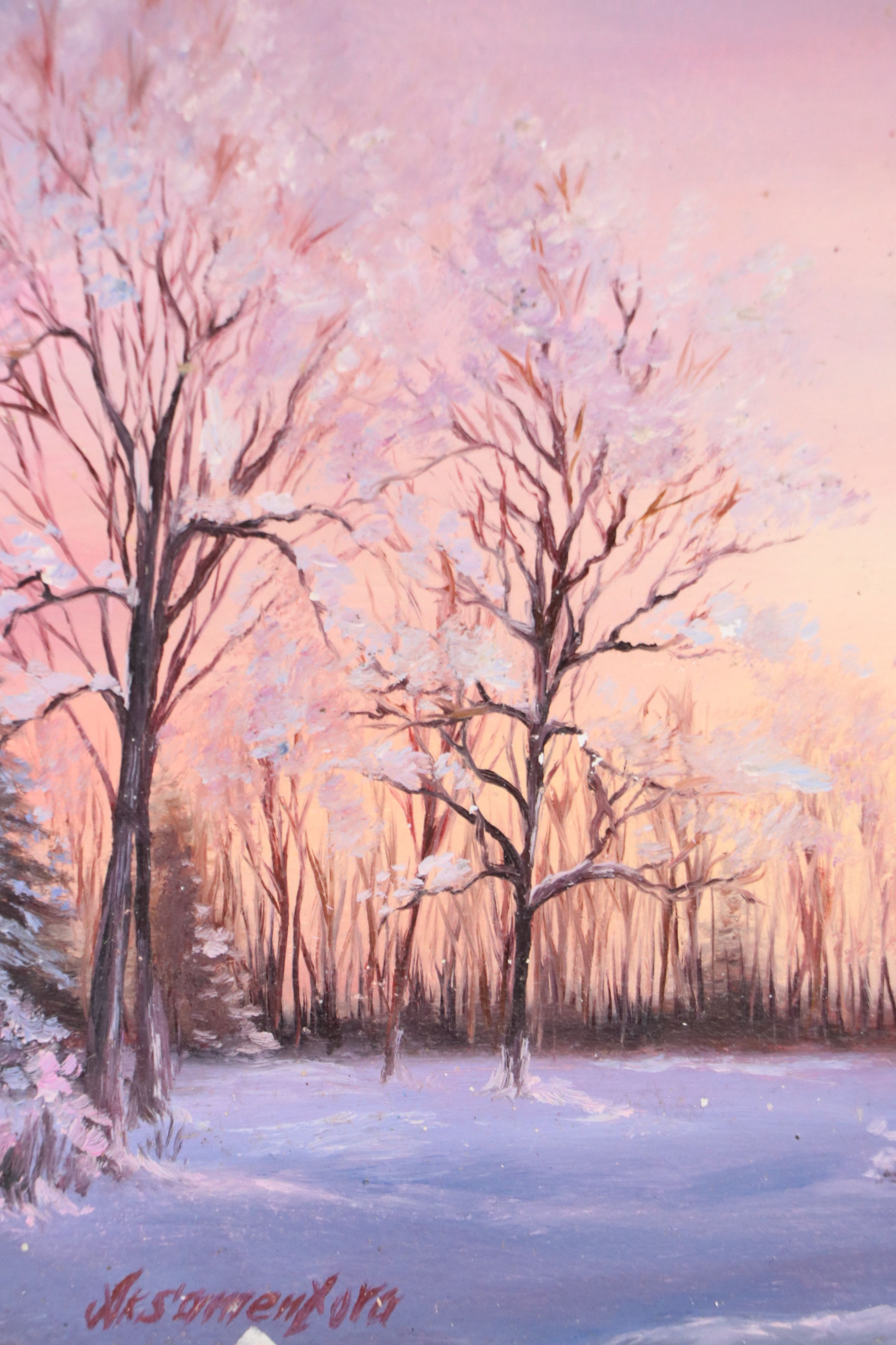 V. Aksamentova Landscape Oil Painting "Winter Evening"