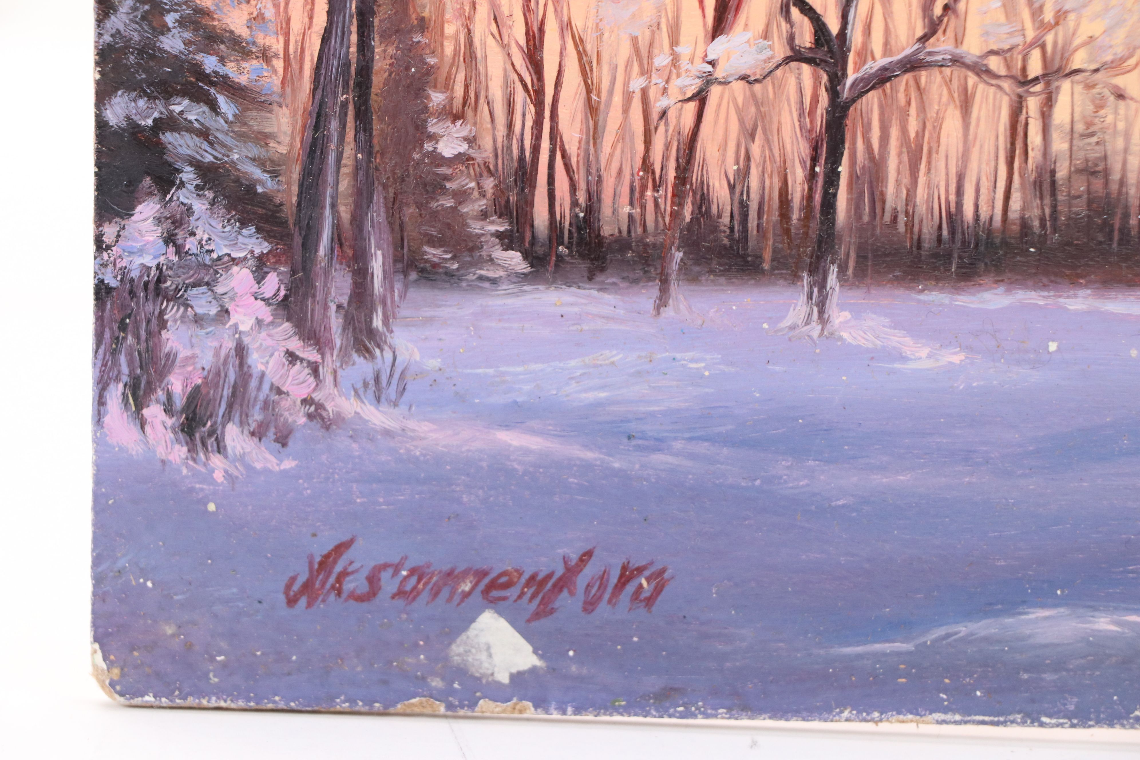 V. Aksamentova Landscape Oil Painting "Winter Evening"