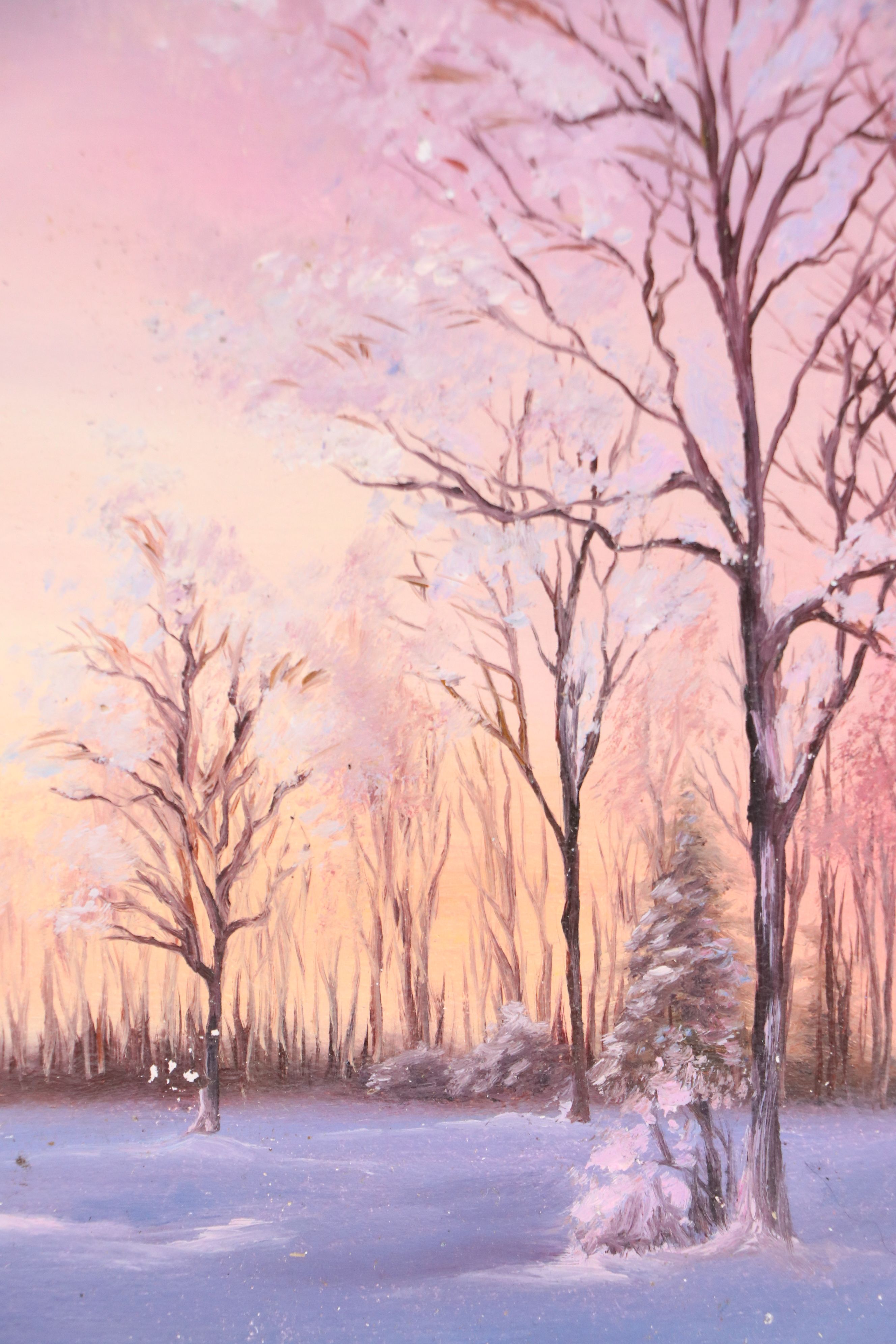 V. Aksamentova Landscape Oil Painting "Winter Evening"