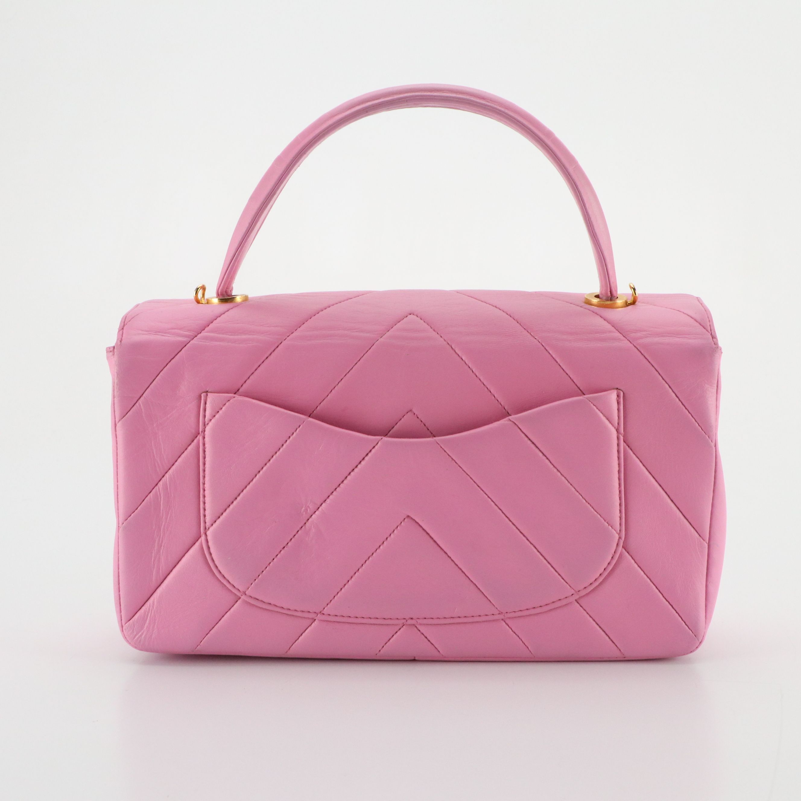 Chanel Coco Handle Bag in Bubblegum Pink Chevron Quilted Leather