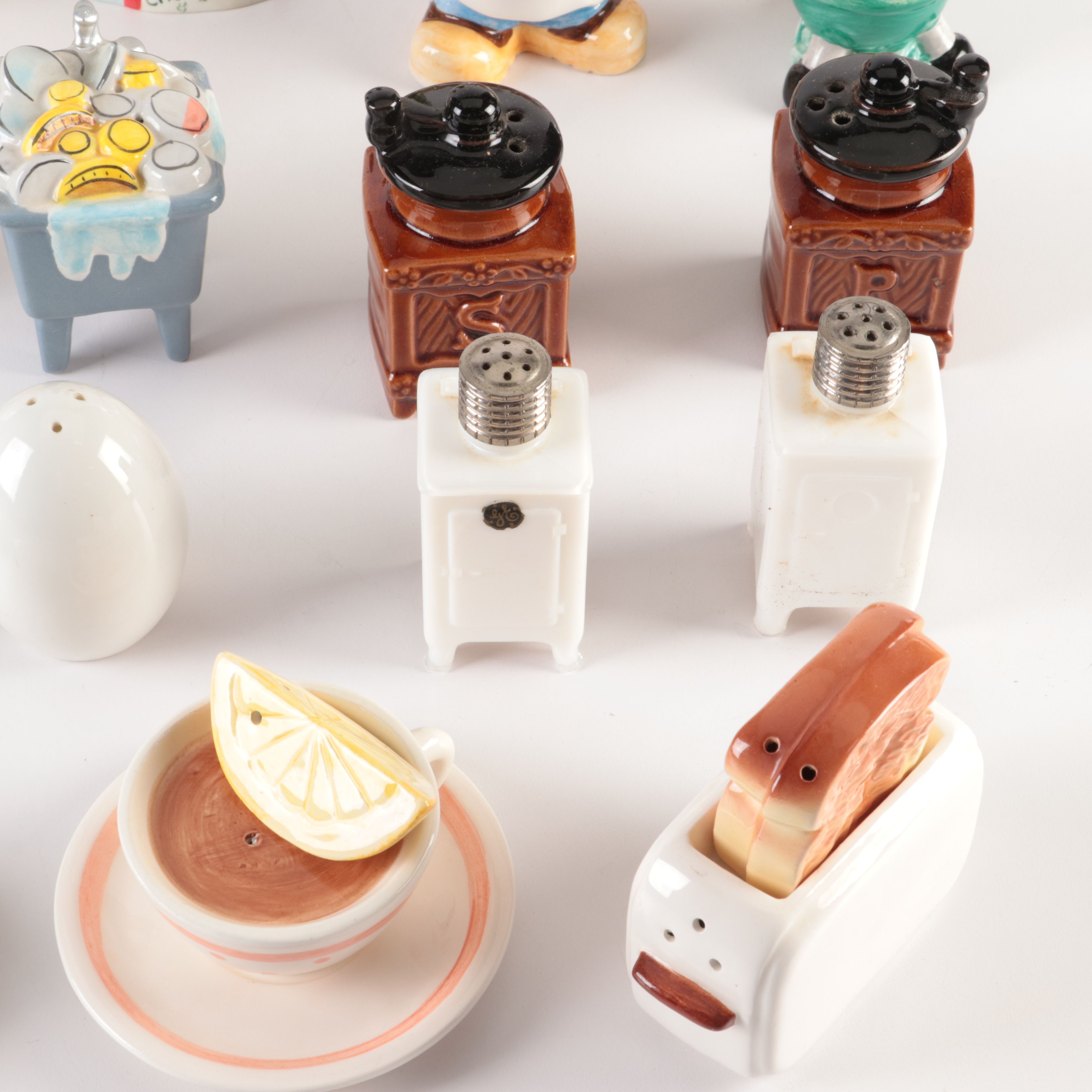 Novelty Ceramic Salt and Pepper Shakers, Mid to Late 20th Century
