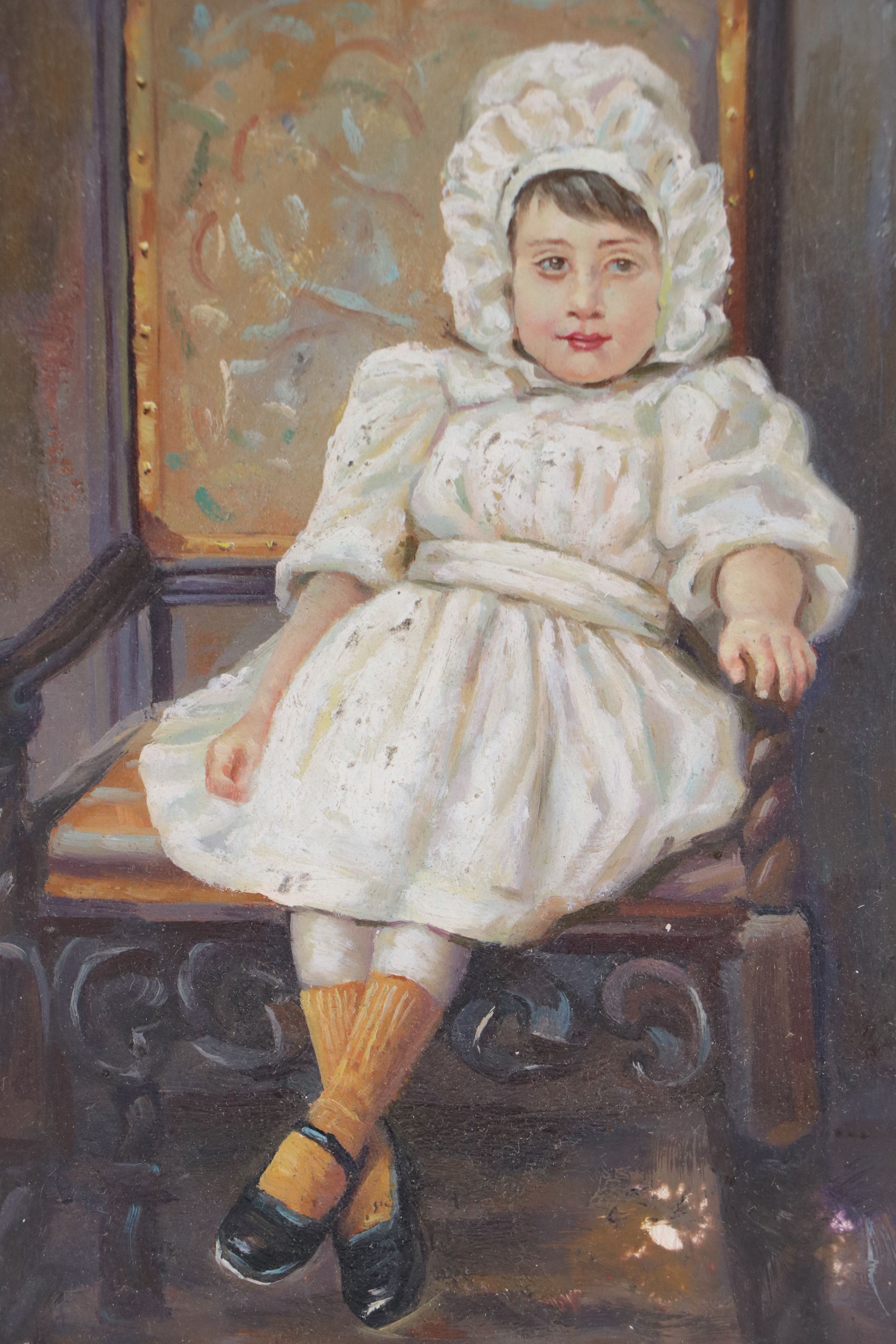 European School Portrait Oil Painting "The Young Lady in Her Sunday Dress"
