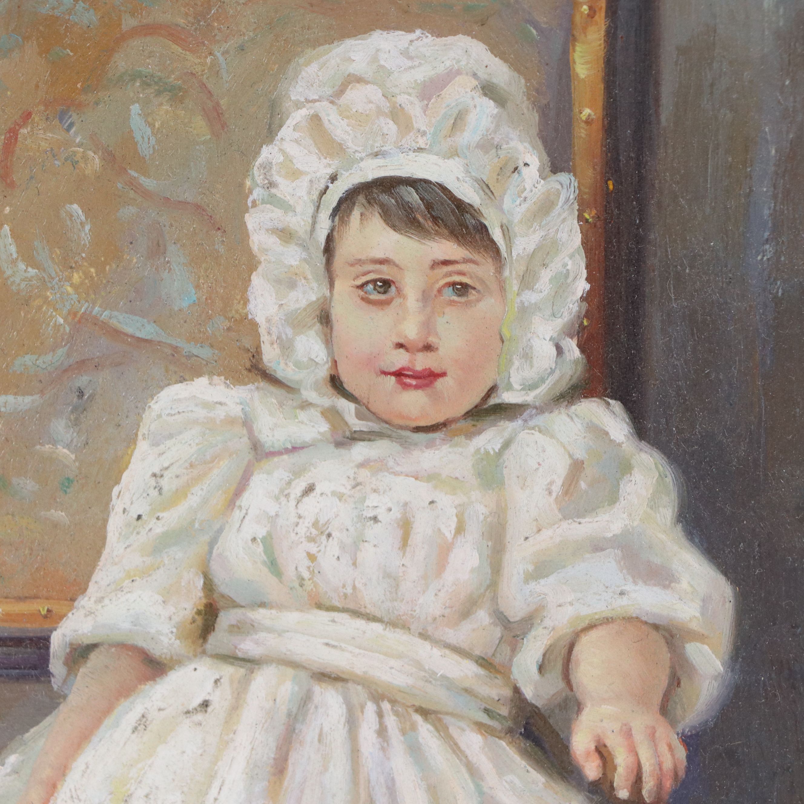 European School Portrait Oil Painting "The Young Lady in Her Sunday Dress"