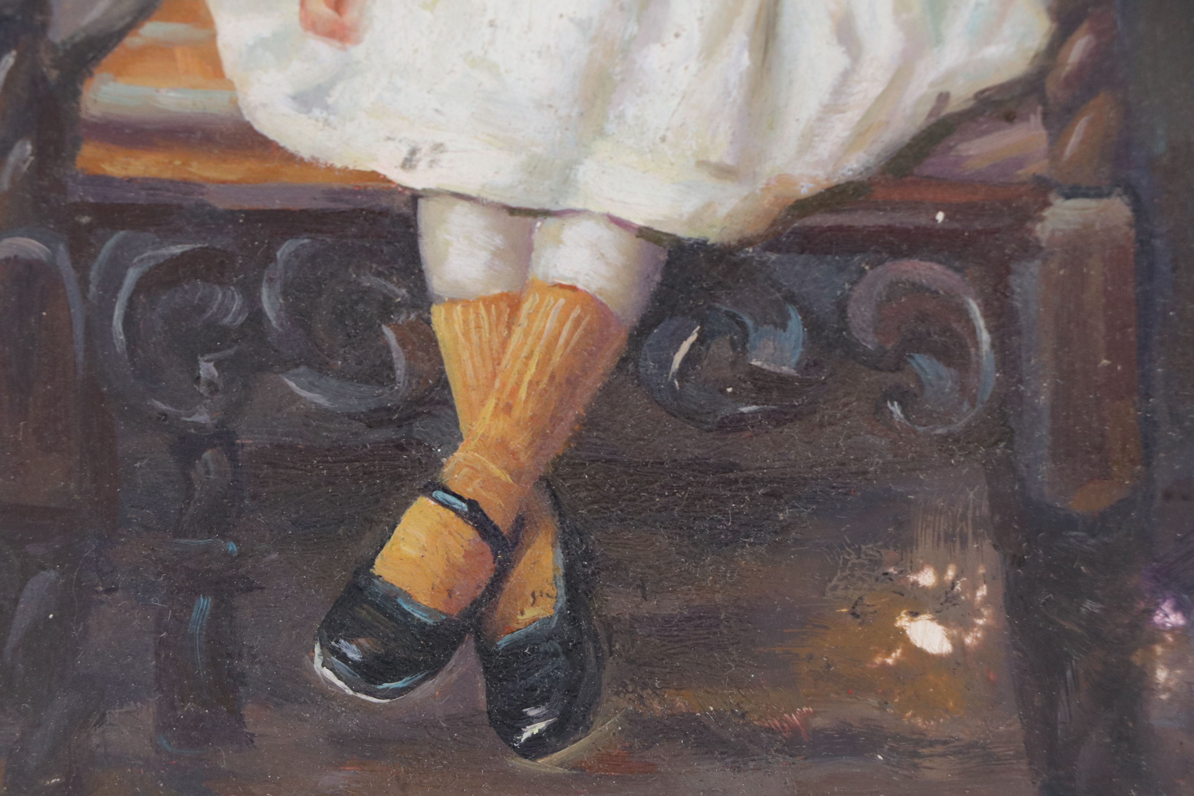 European School Portrait Oil Painting "The Young Lady in Her Sunday Dress"