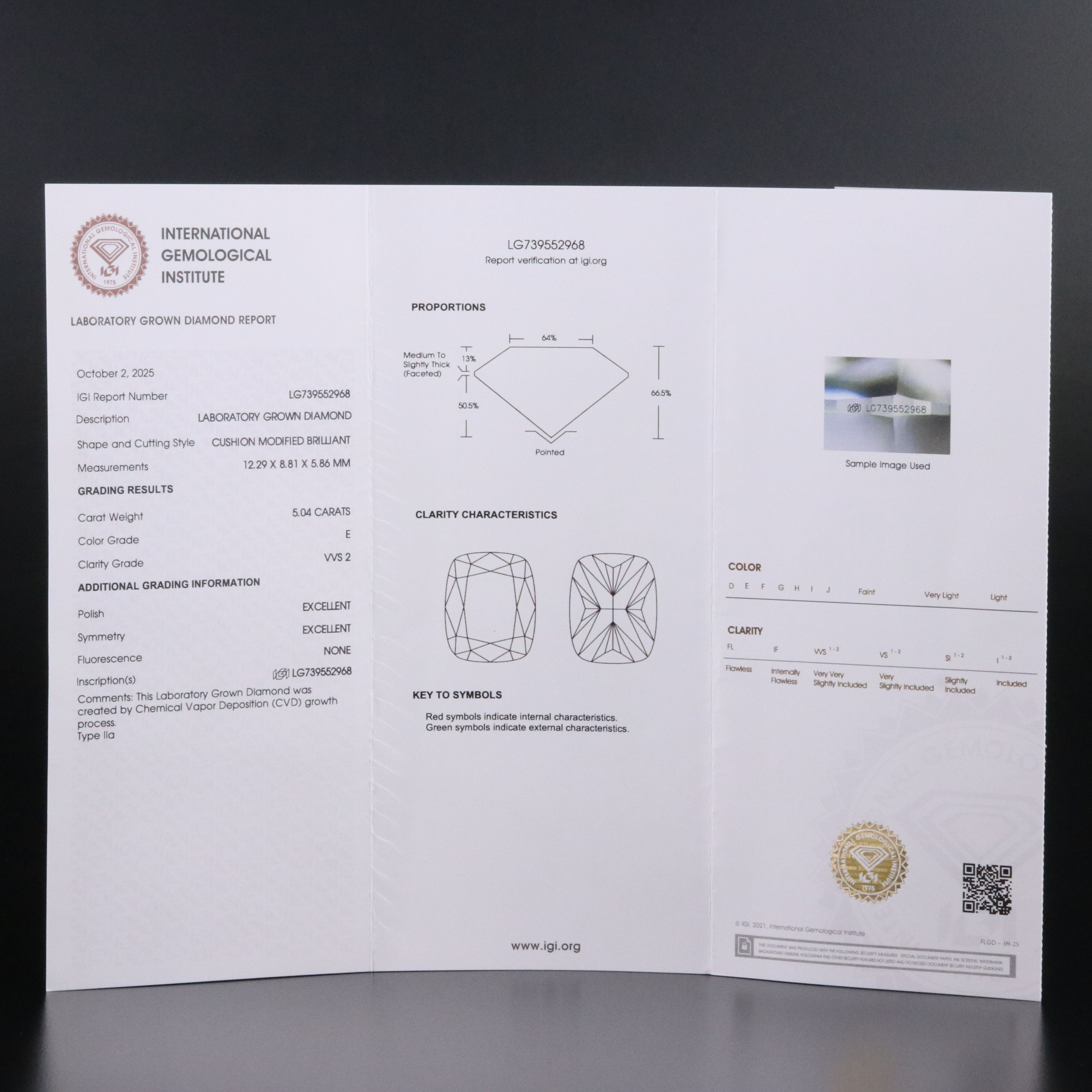 Platinum 5.04 CT Lab Grown Diamond Solitaire Ring with IGI Report