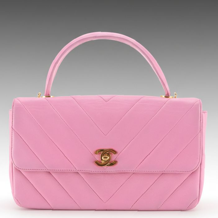 Chanel Coco Handle Bag in Bubblegum Pink Chevron Quilted Leather