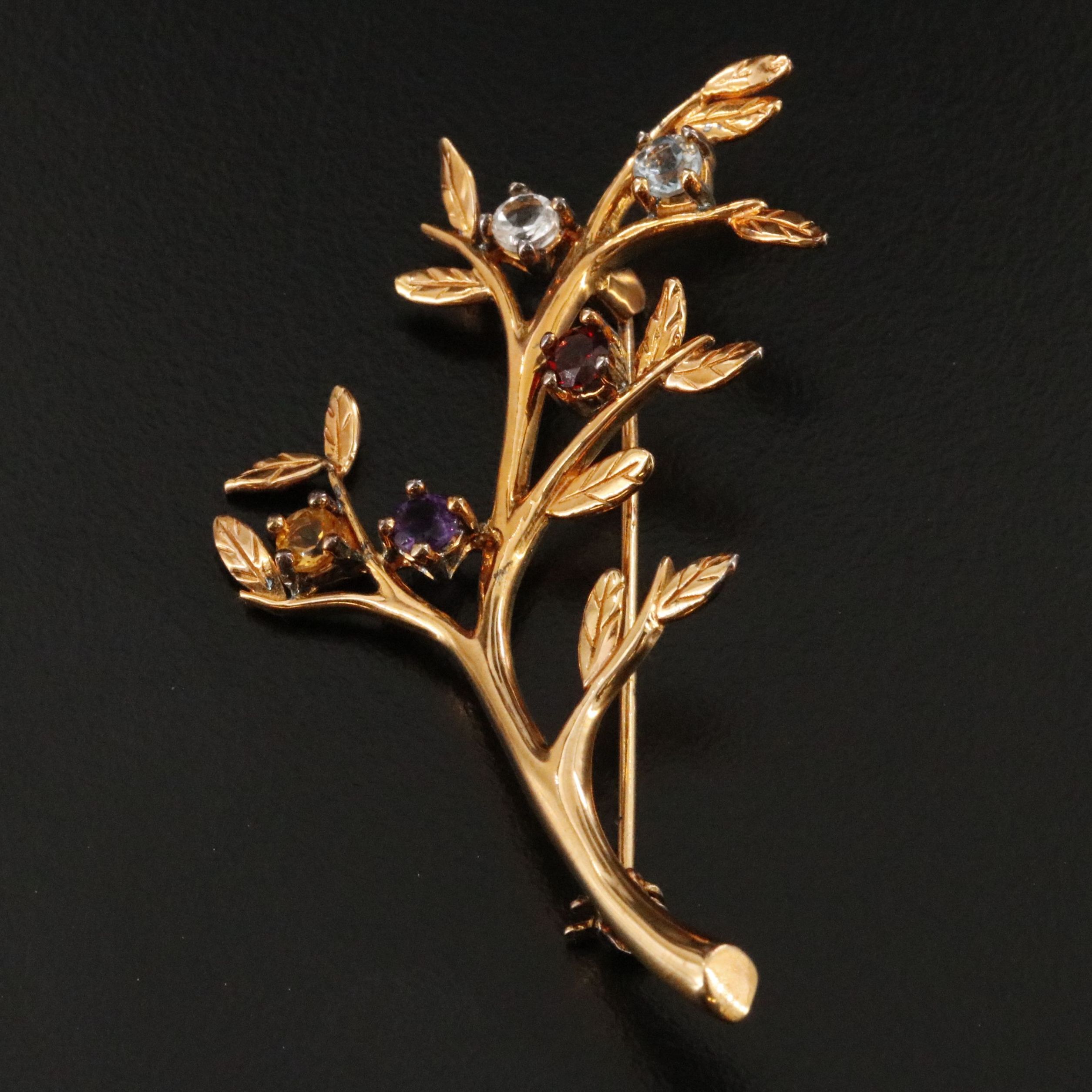 Sterling Gemstone Branch Brooch