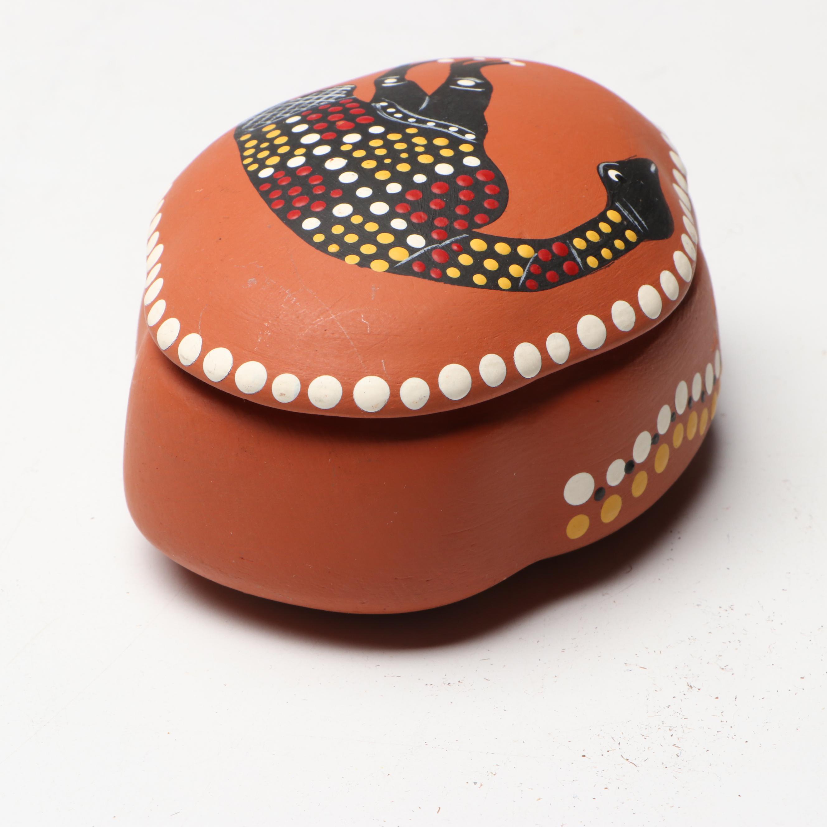 Acacia Creations Carved Wood Elephant Bowl with Hand-Painted Terracotta Box