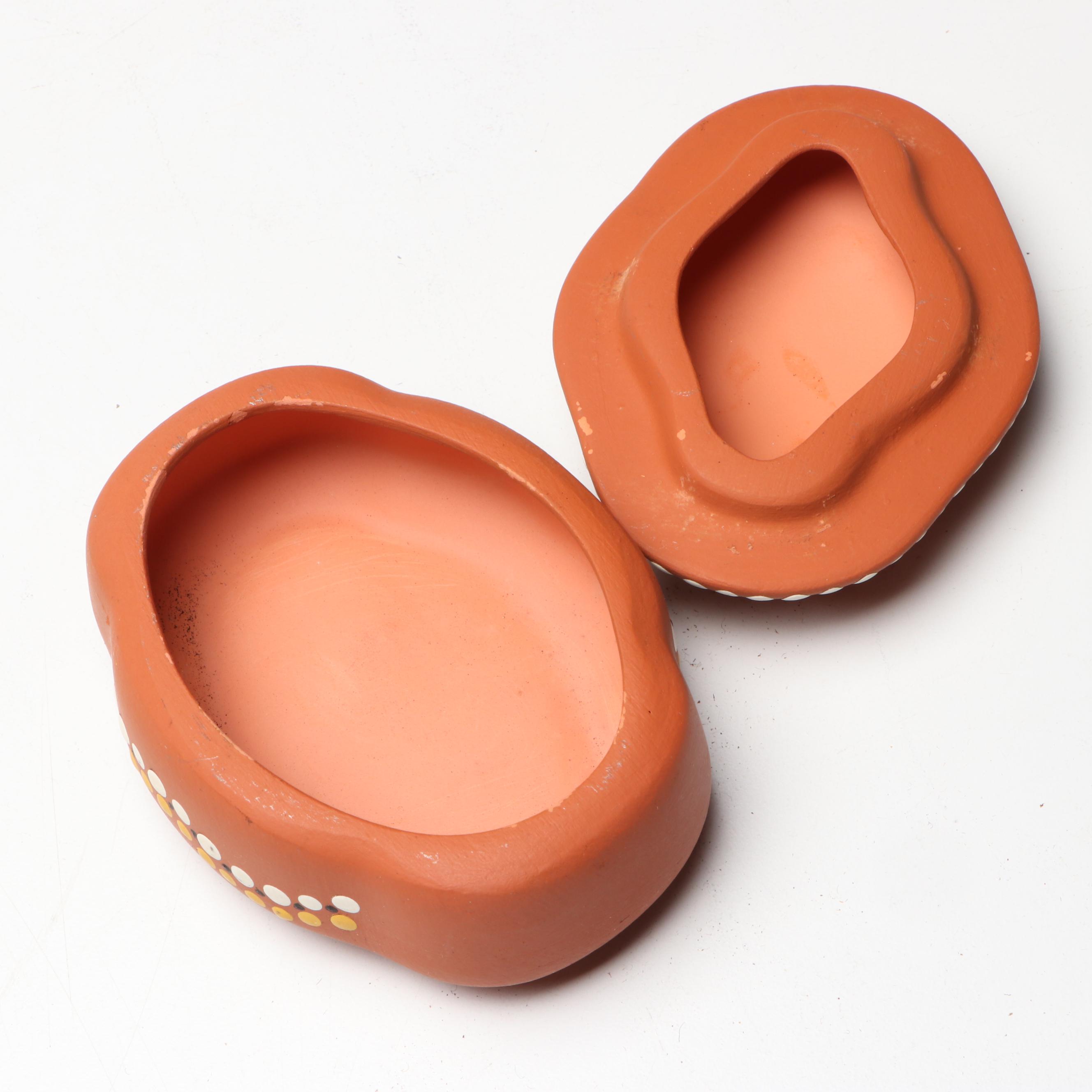 Acacia Creations Carved Wood Elephant Bowl with Hand-Painted Terracotta Box