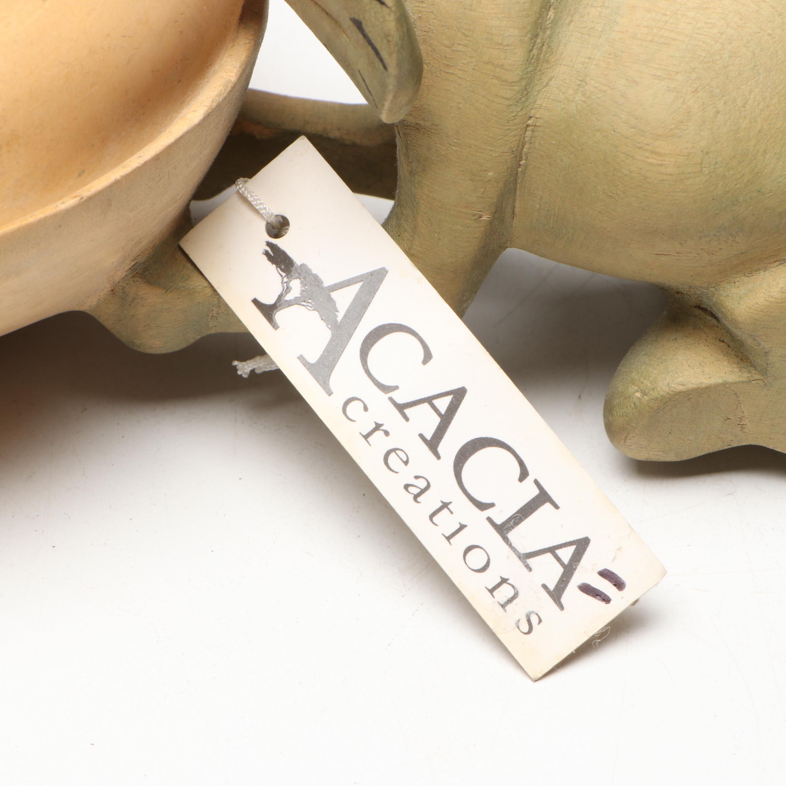 Acacia Creations Carved Wood Elephant Bowl with Hand-Painted Terracotta Box