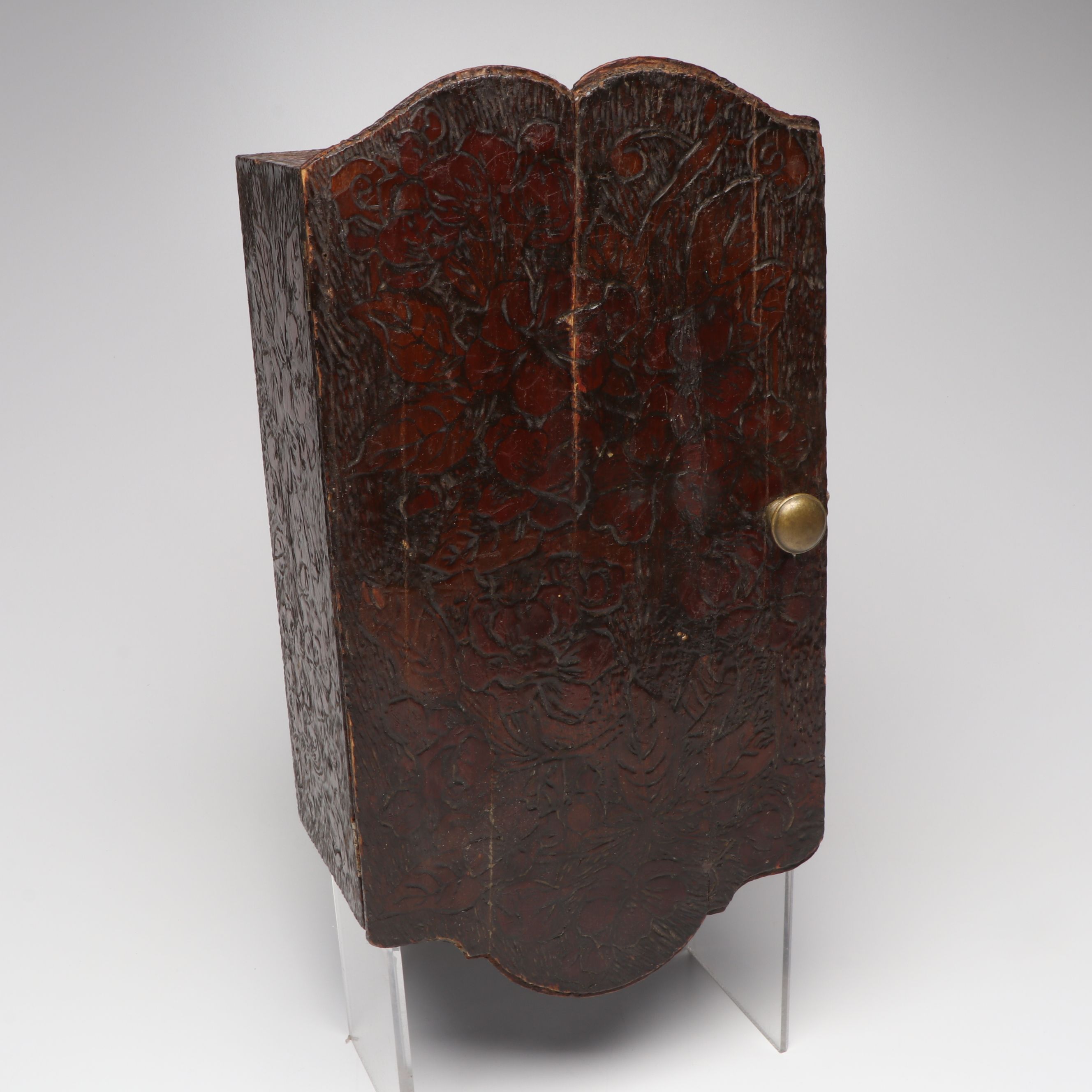 Antique Flemish Hand-Carved Wall Cabinet