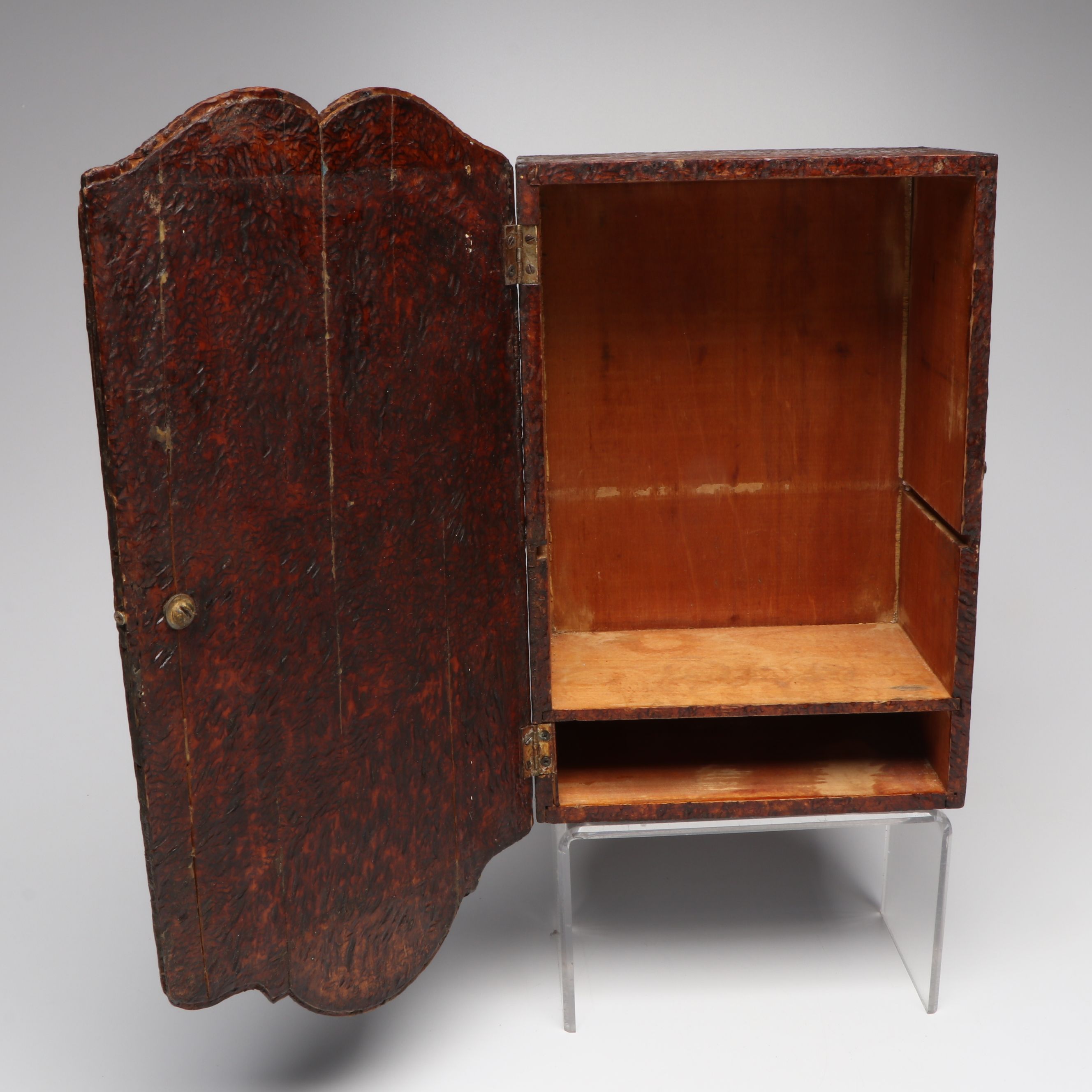 Antique Flemish Hand-Carved Wall Cabinet