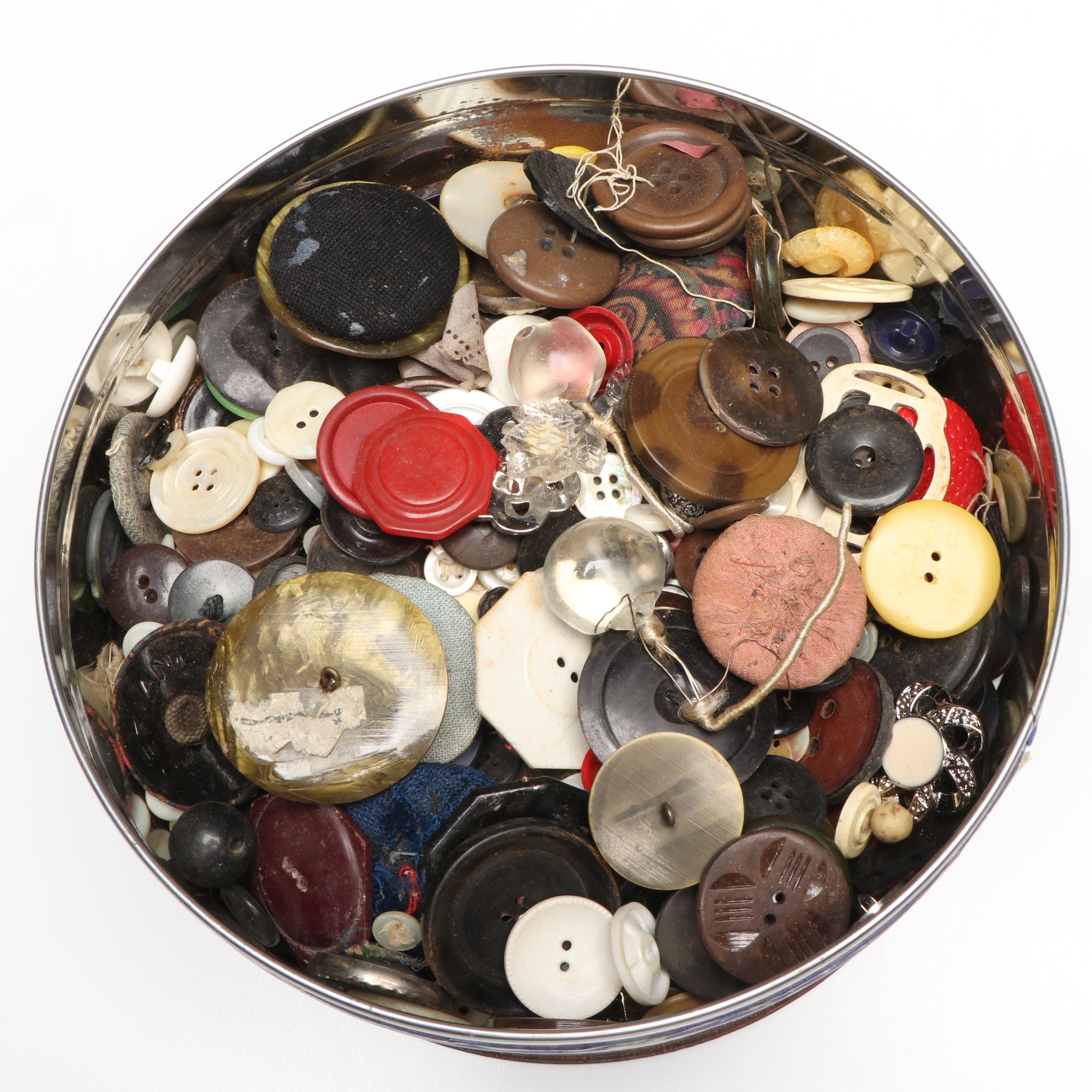 Mother-of-Pearl, Celluloid and Other Vintage Buttons with Notions