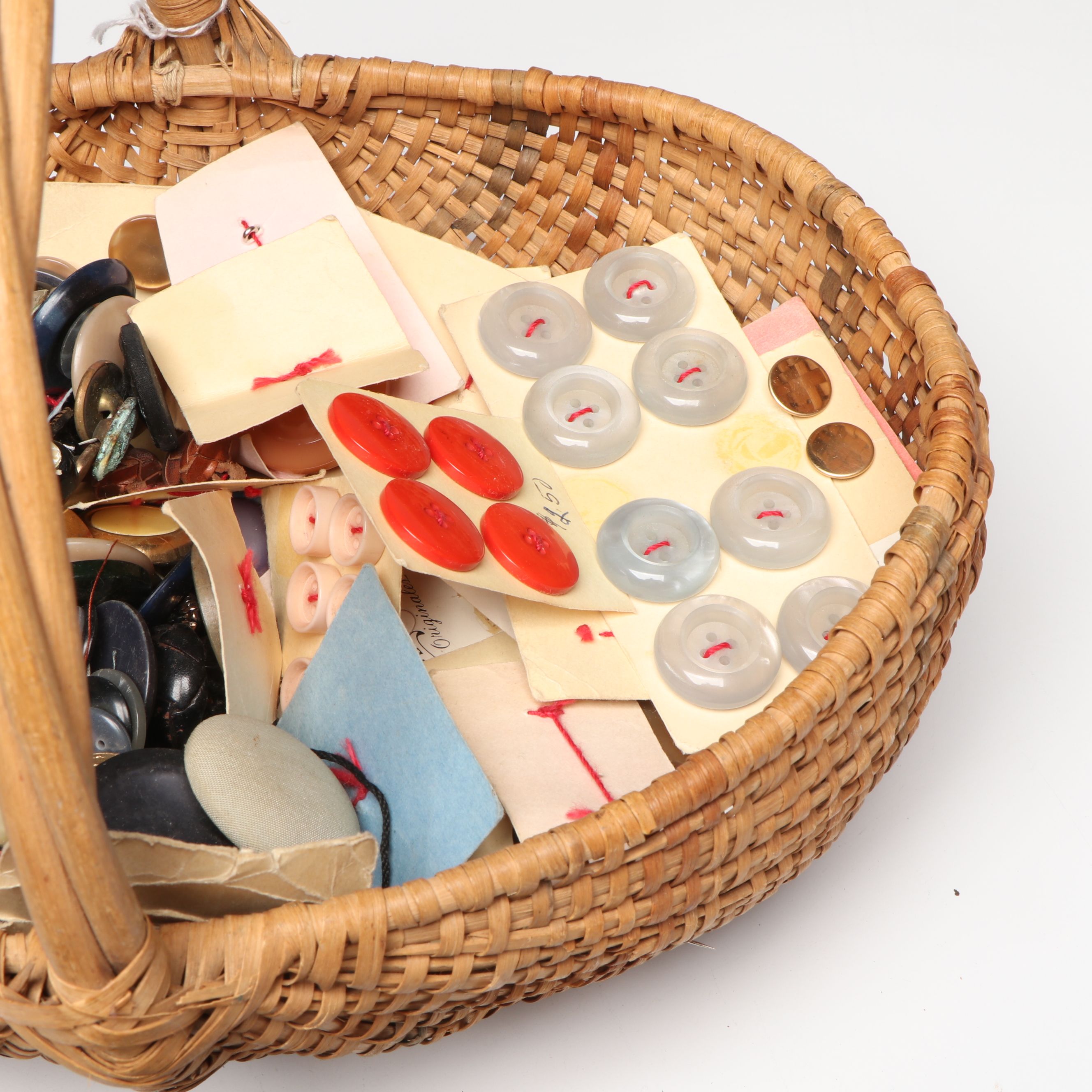 Mother-of-Pearl, Celluloid and Other Vintage Buttons with Notions